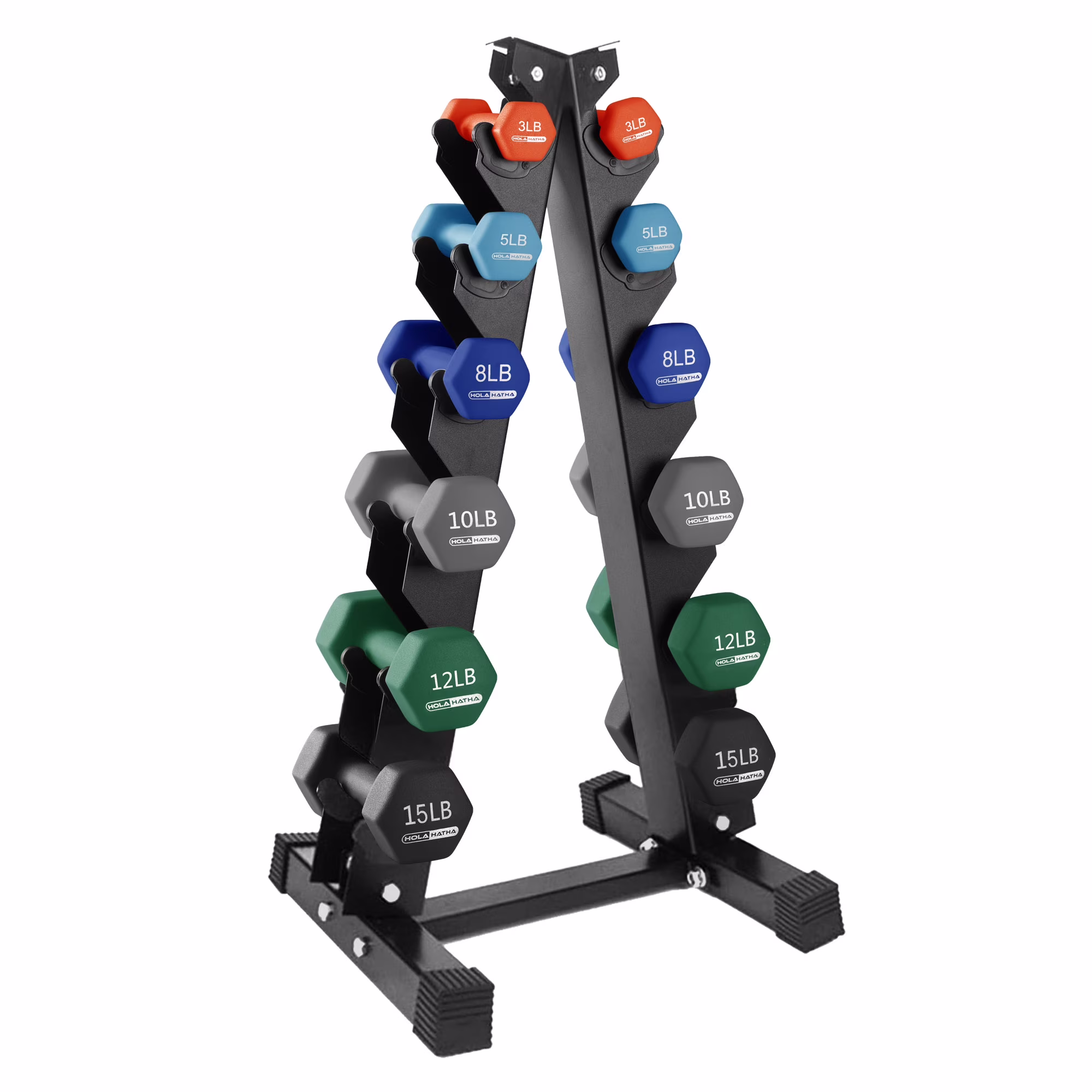 Holahatha Neoprene Dumbbell Weight Set with Rack (Black), 112.5 lb