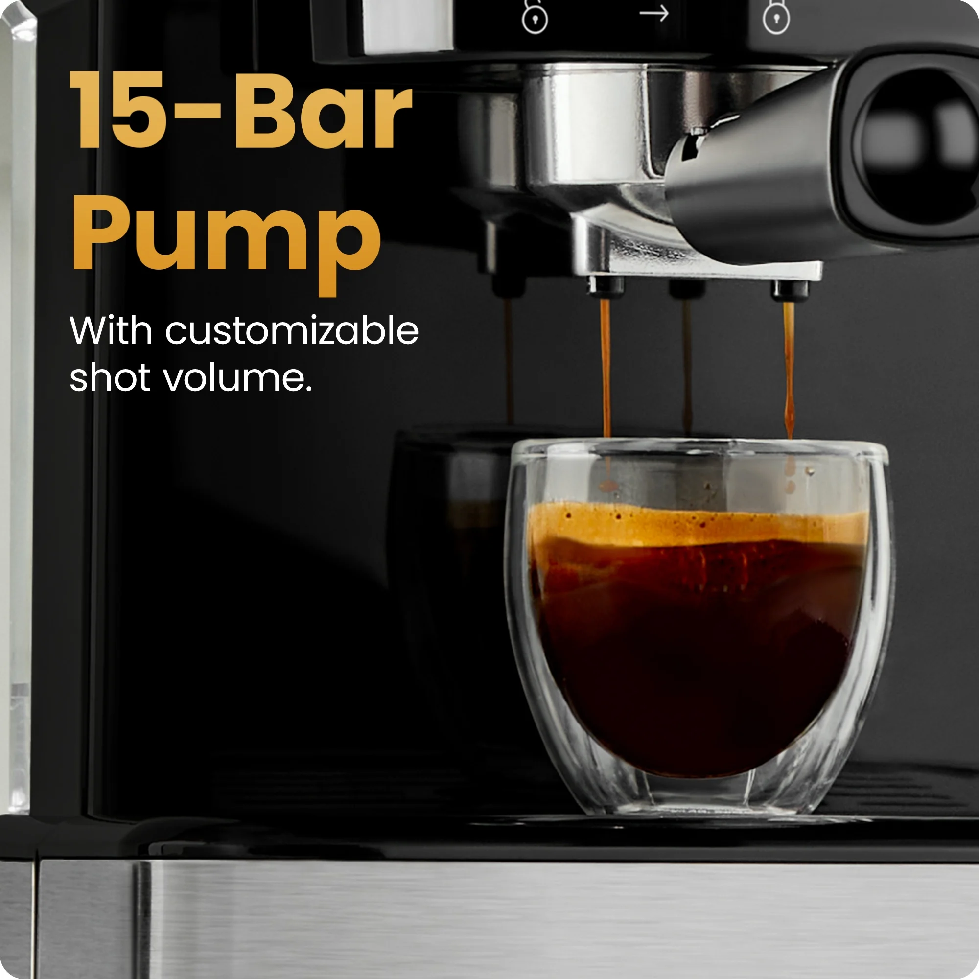 Chefman Craftbrew Espresso Machine W/ Steam Wand and Touch Controls - Stainless Steel