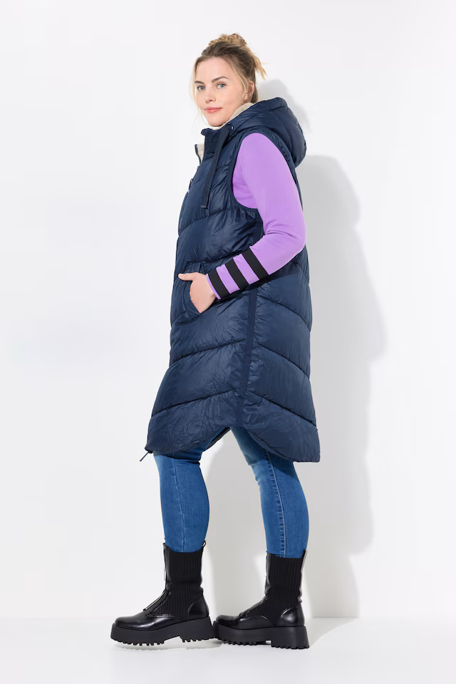 Quilted Vest Hood Side Pockets
