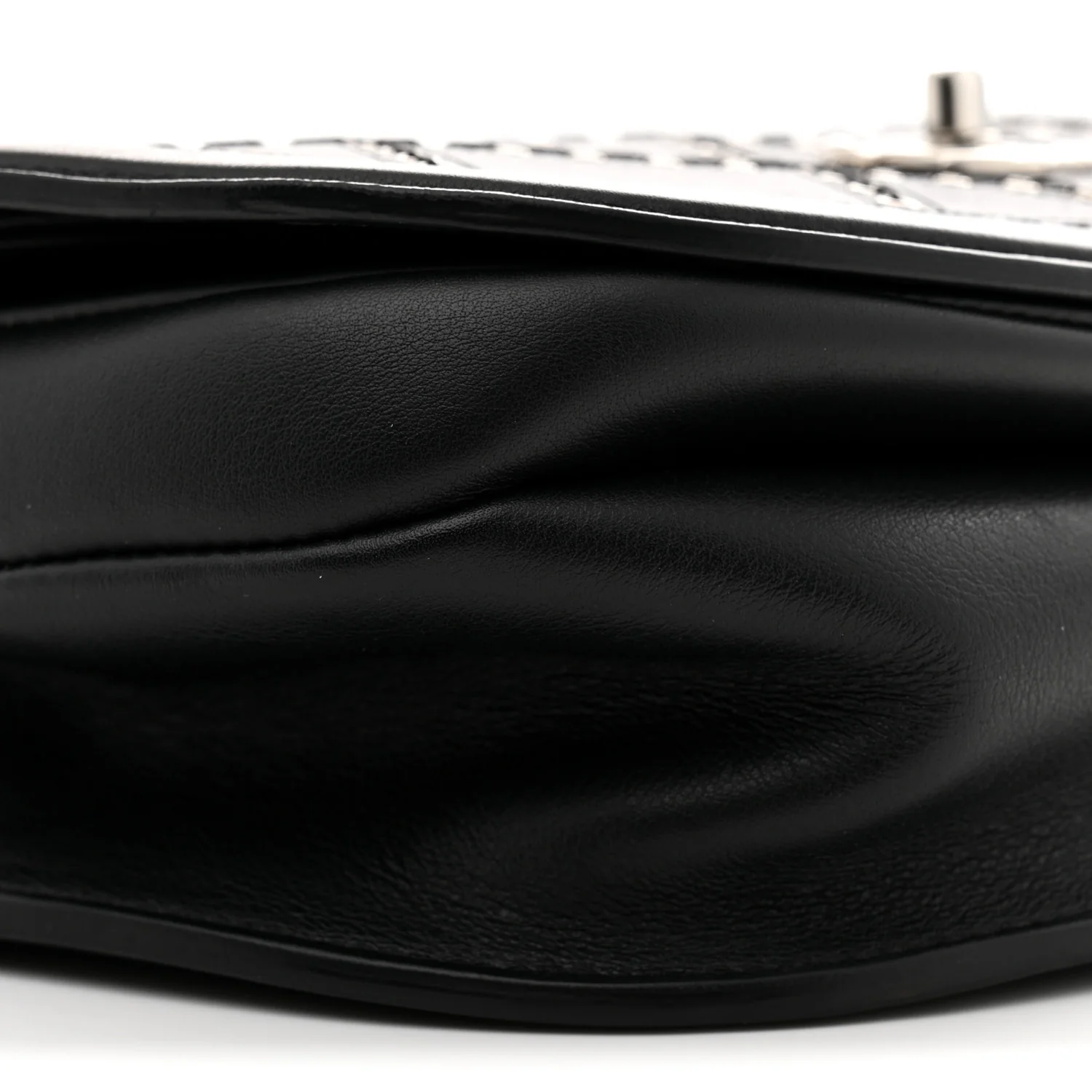 Calfskin Coco Eyelets Small Flap Bag Black