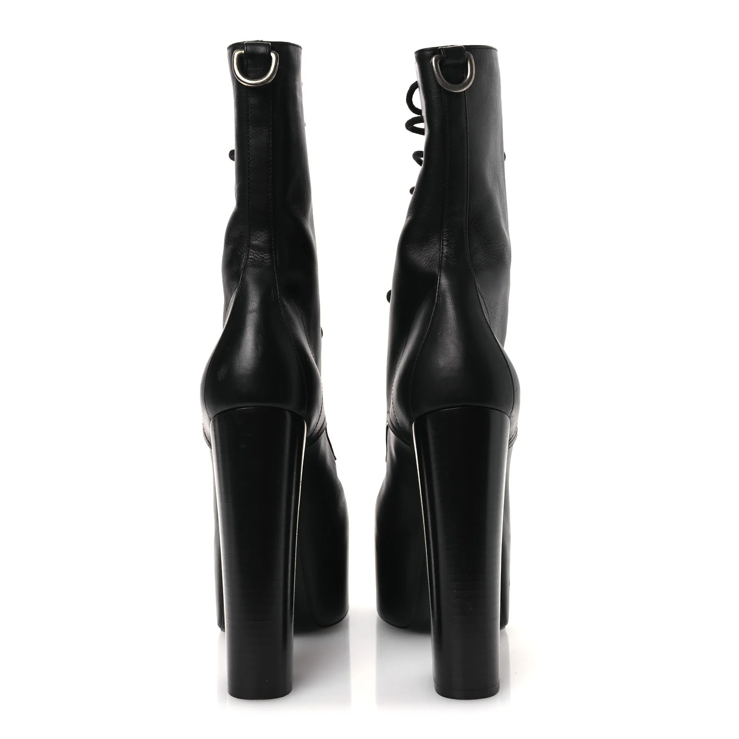 Calfskin Mina Lace Up Platform Boots 40 Black