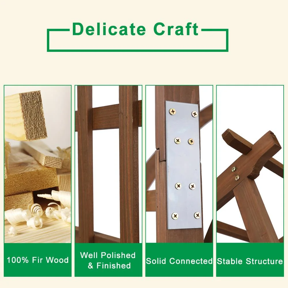 Outdoor Wooden Garden Arbor for Climbing Plants Dark Brown - Image 9