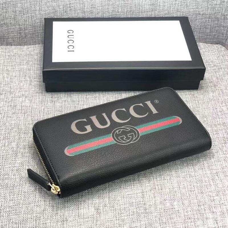 GUCCI(グッチ) 〔グッチ プリント〕 レザー ジップアラウンドウォレット