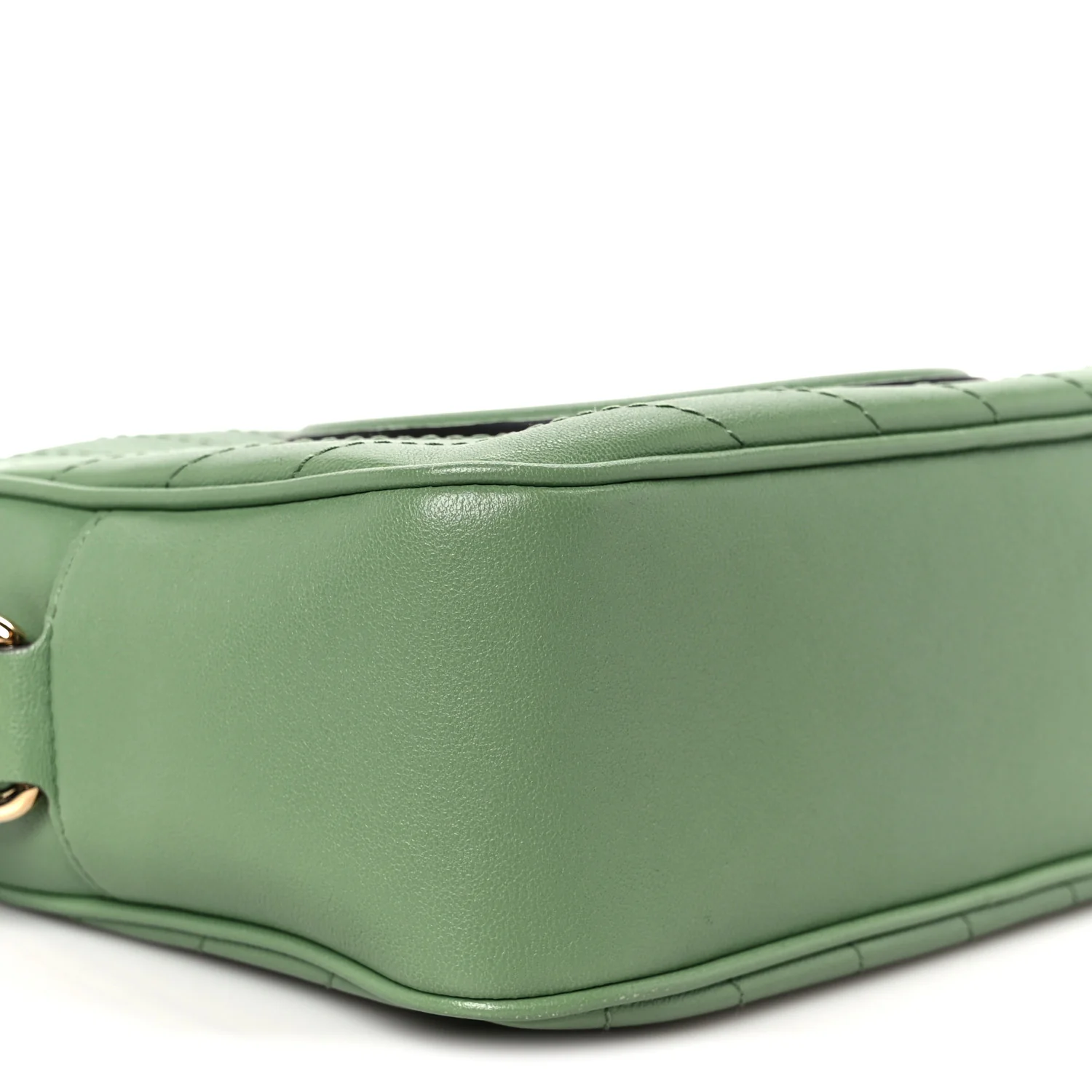 Sakai Be Green Calfskin Diagonal Stitched Small Blondie Shoulder Bag Green Soil Grass