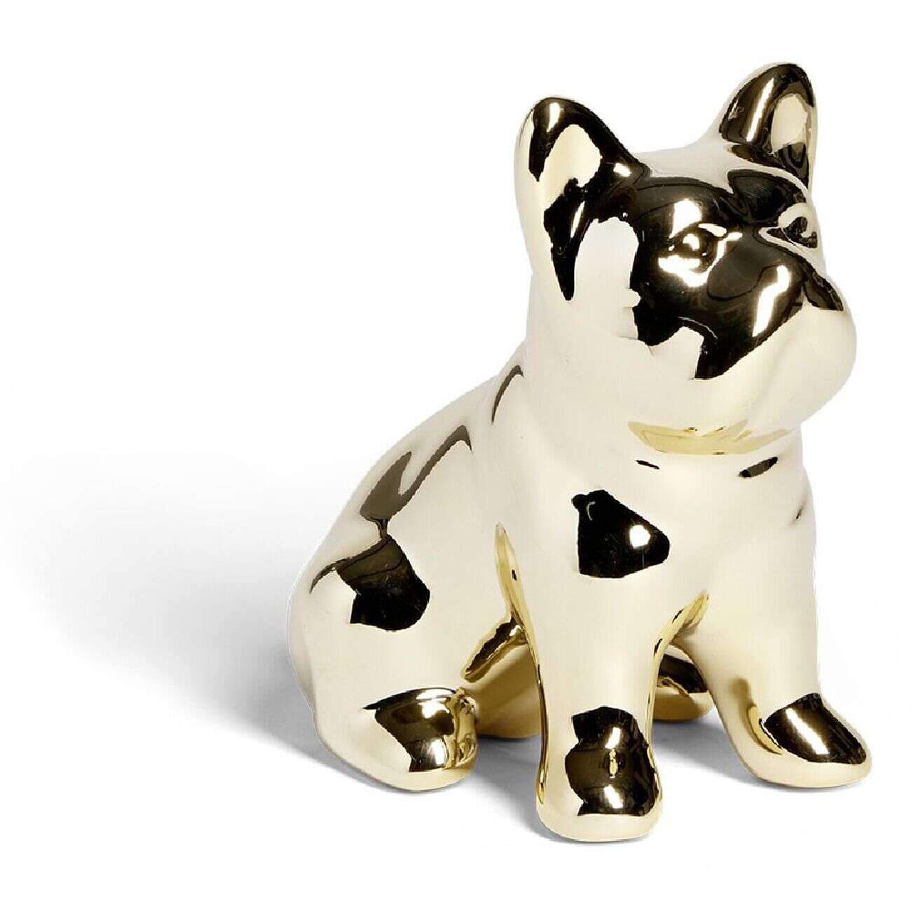 Statue chien argenté en céramique H9,5cm