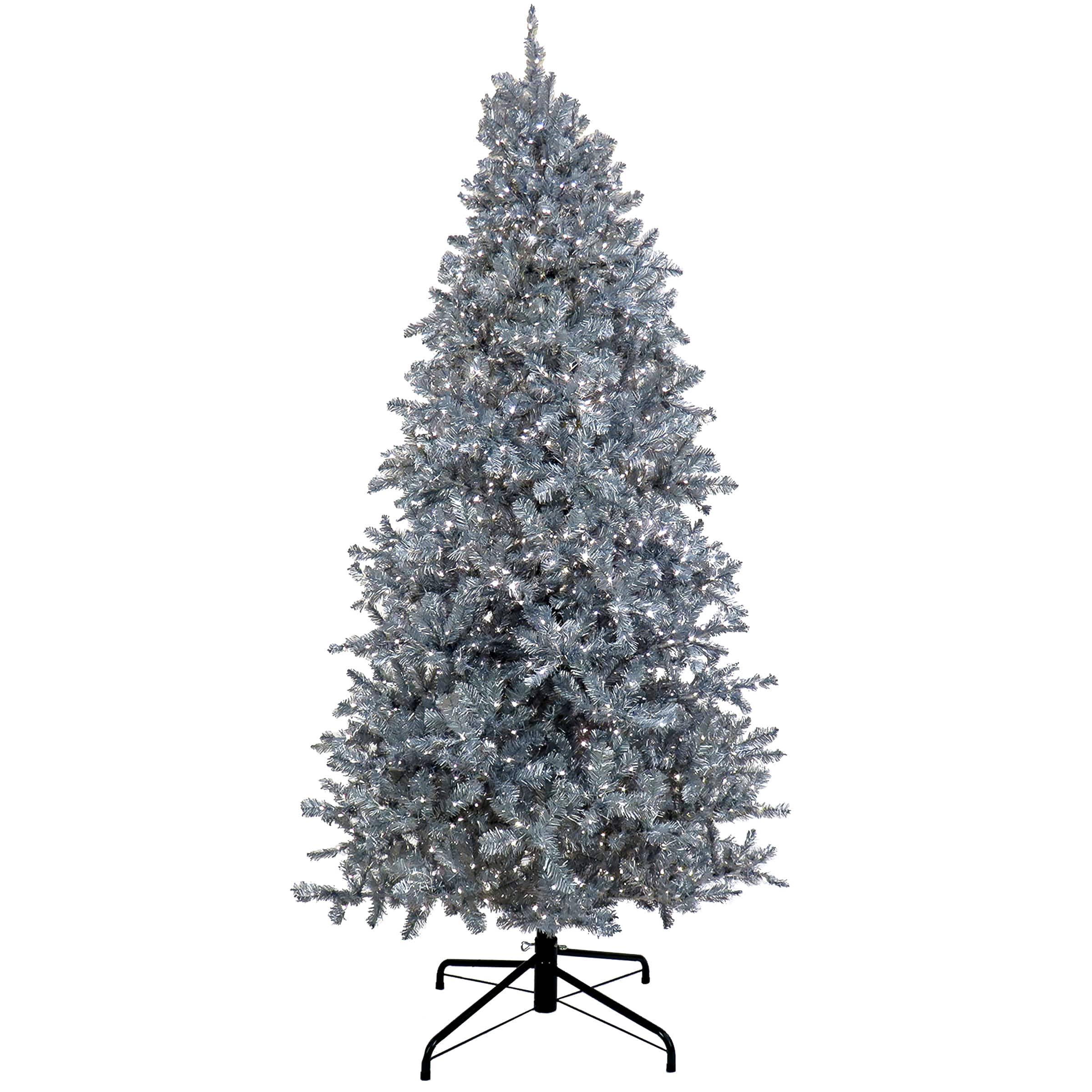 National Tree Company 9 ft. Pre-Lit Christmas Matte Silver Metallic Tree