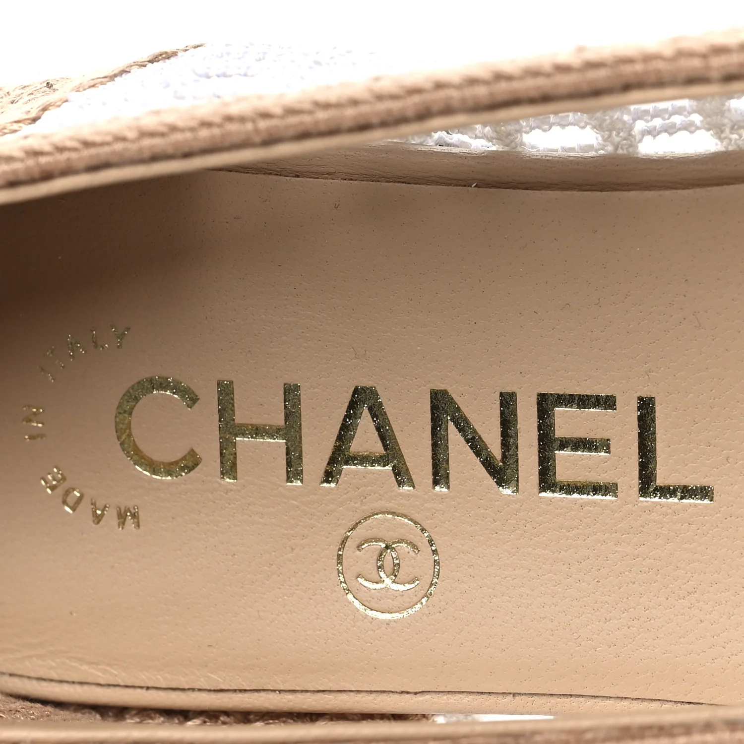 Raffia Cap Toe Ballerina Flats 37 White Beige