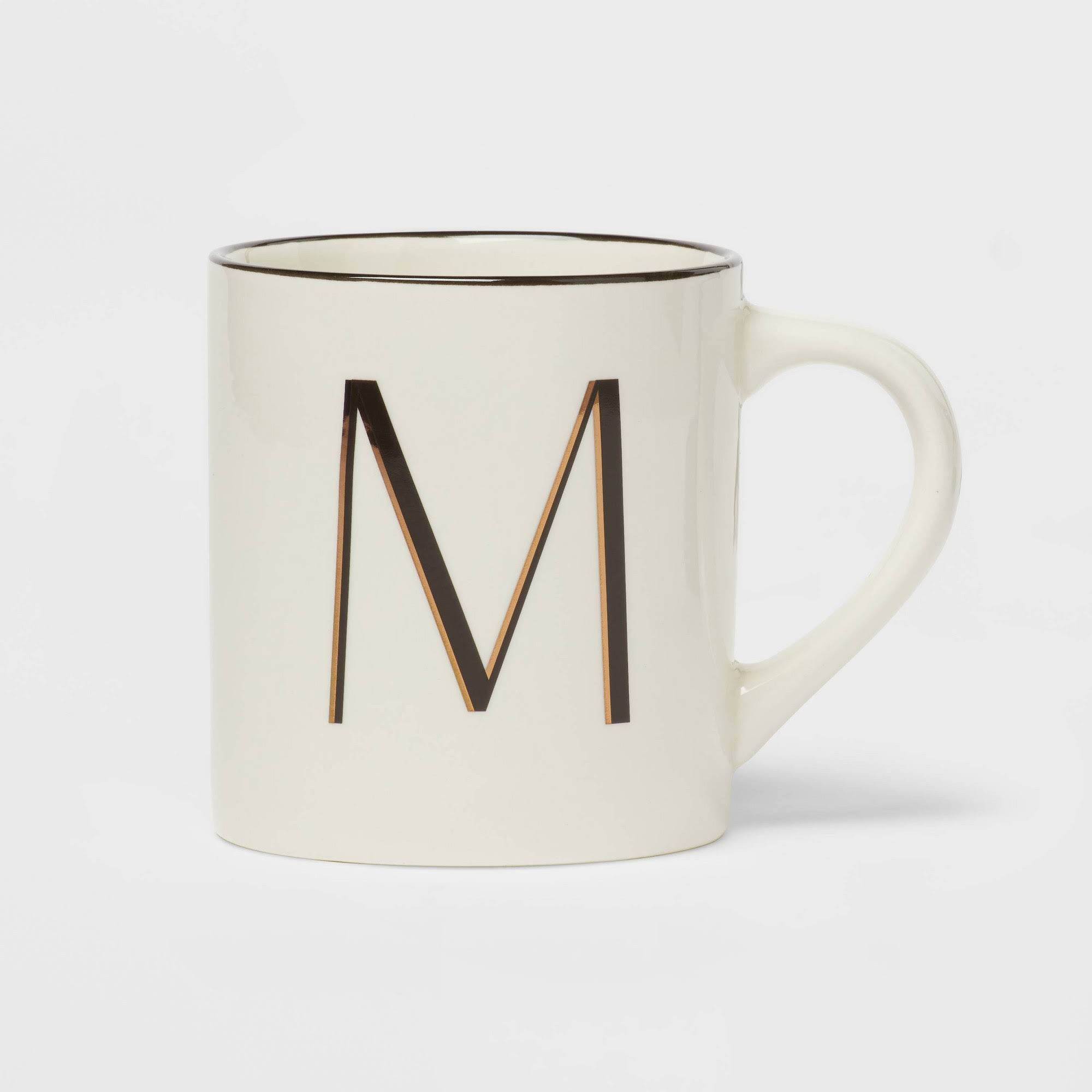 16oz Stoneware Monogram M Mug Ivory - Threshold