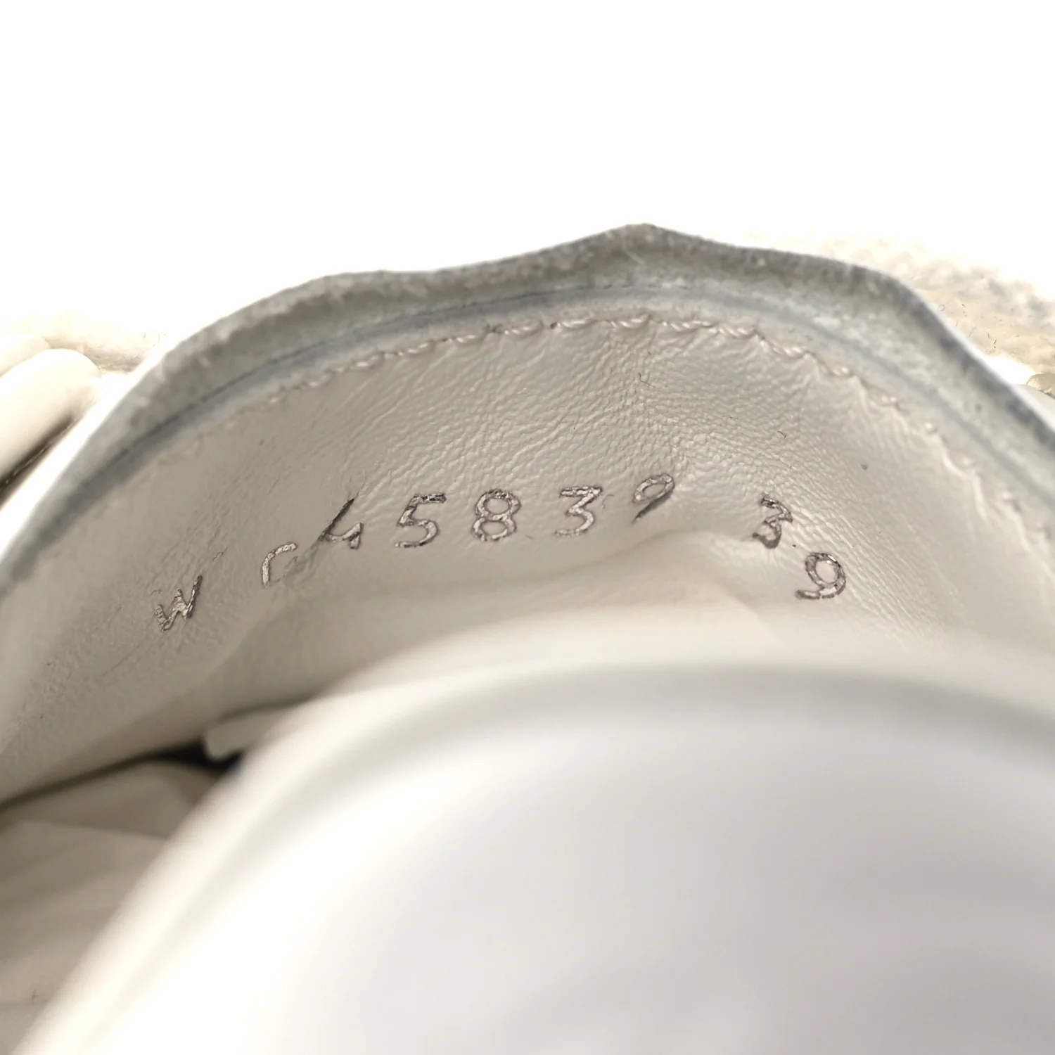 Laminated Calfskin Suede Quilted Womens CC Sneakers 39 Silver White
