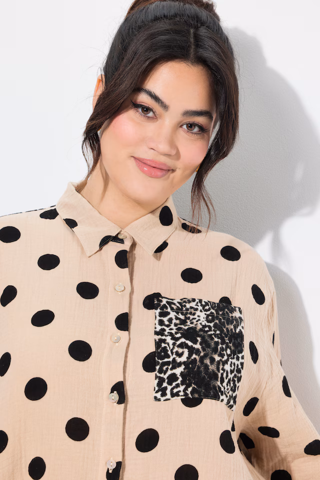Oversized patterned muslin blouse