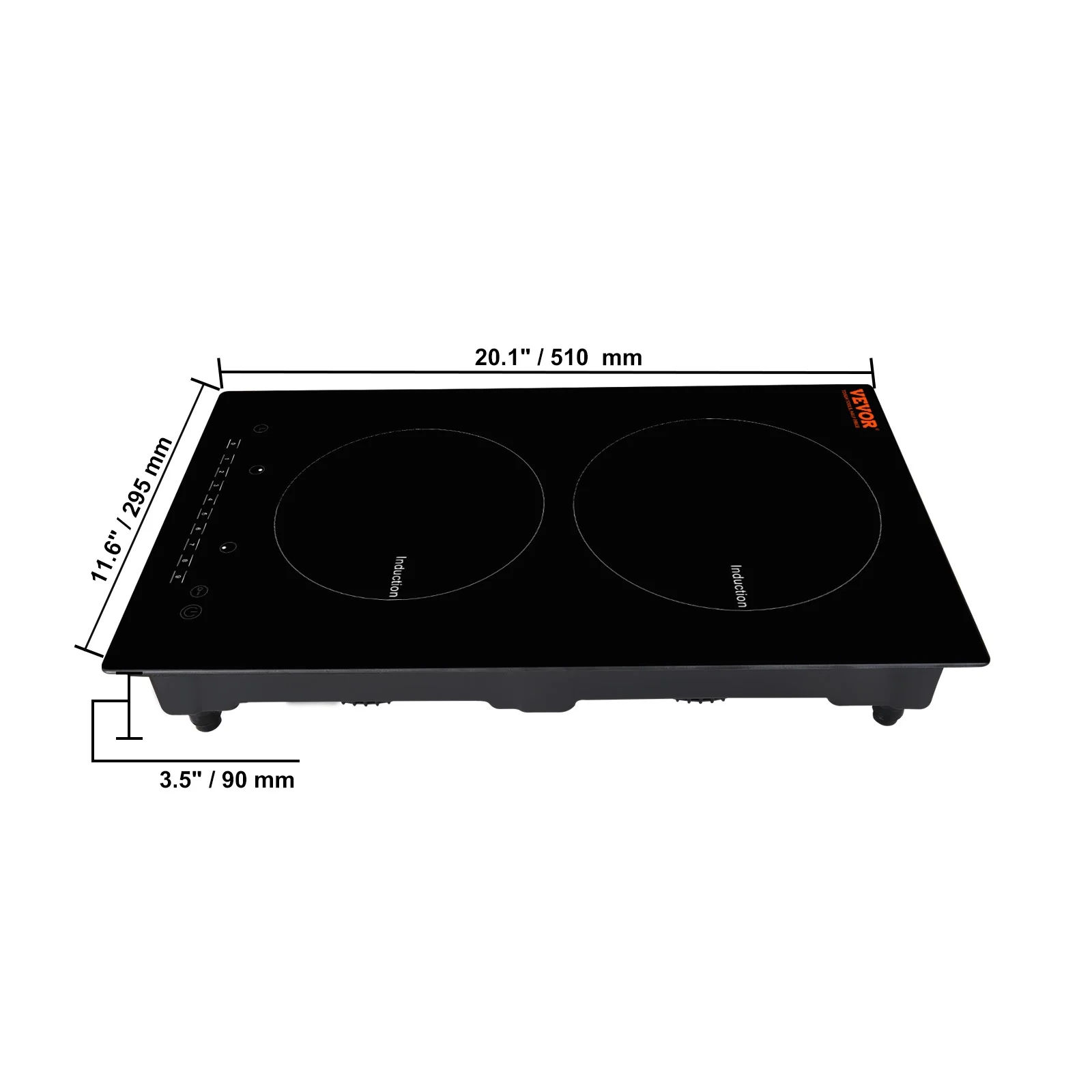 BENTISM 12 inch Electric Cooktop 2 Burners 1800W Stove Top Touch Control(12"/2 Burners/1800W)