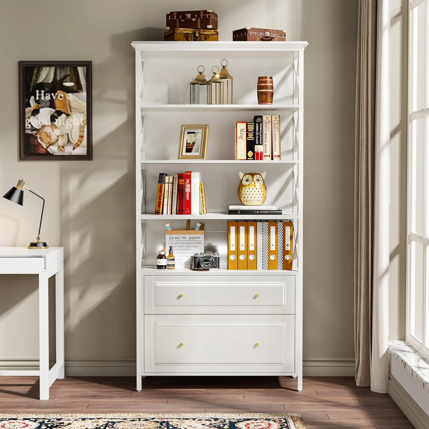 5-Tier Bookcase, 31.50 x 14.17 x 71.65 in(Black) - Image 7