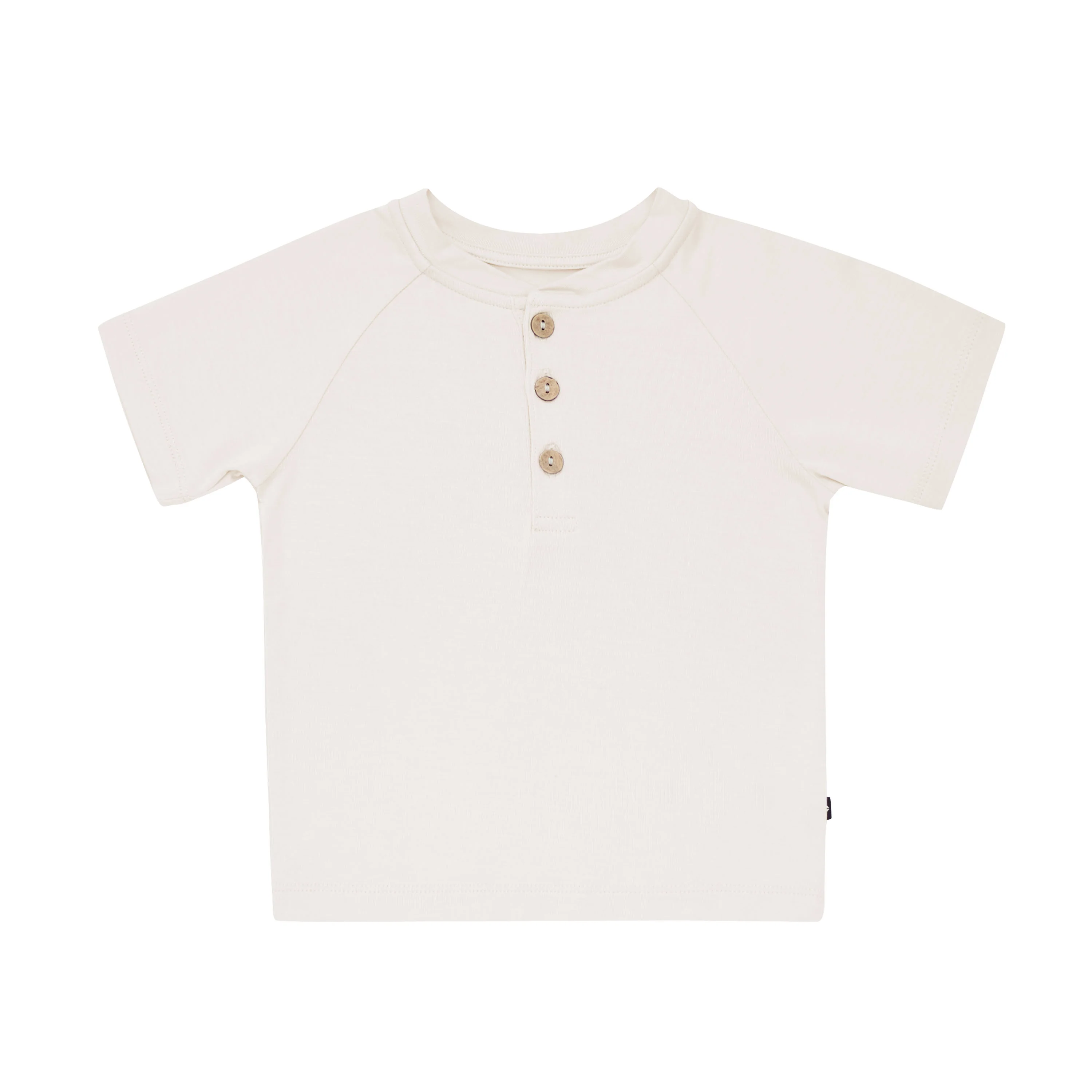 Short Sleeve Toddler Henley Tee in Oat