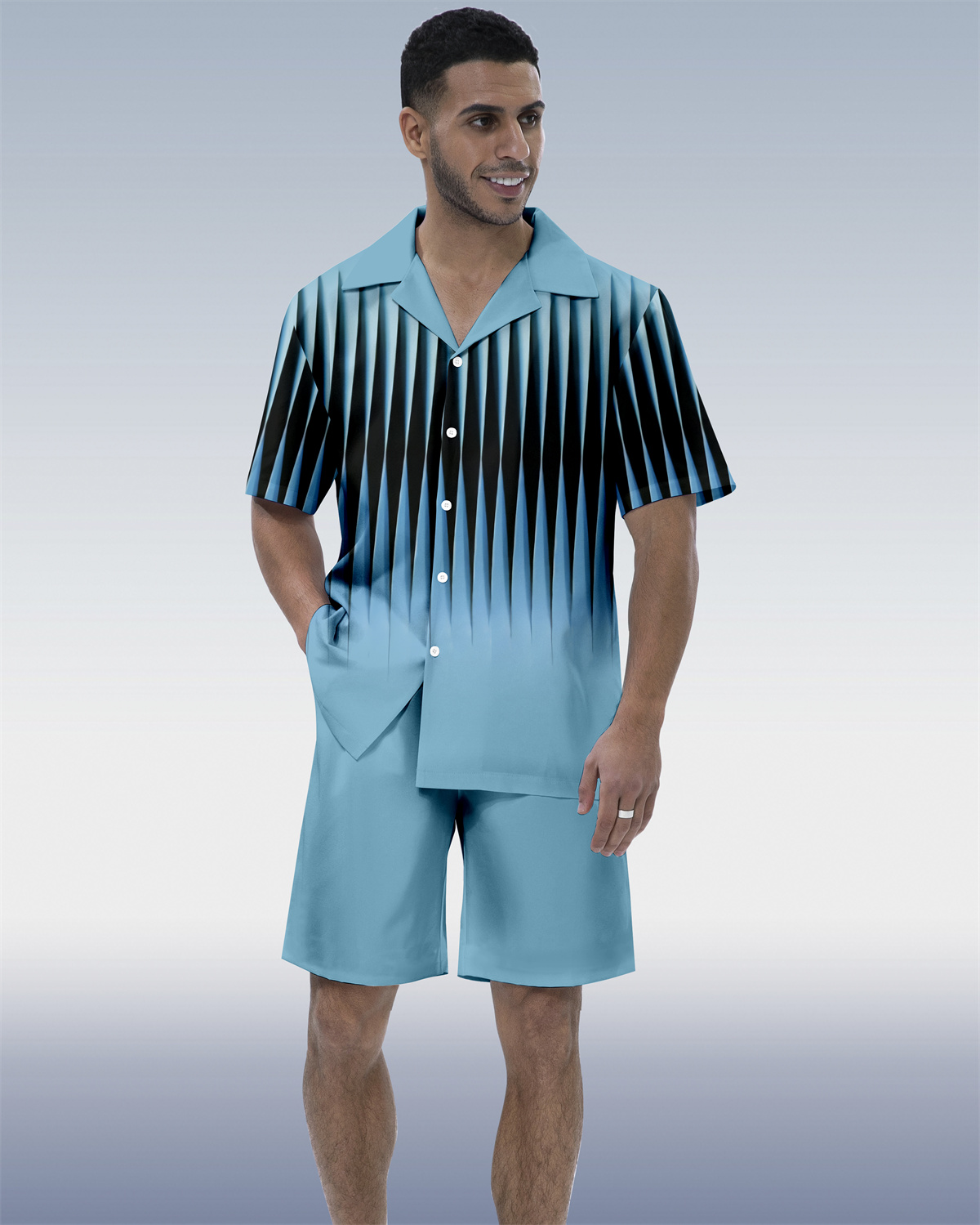 Ensemble chemise à manches courtes Suitmens pour homme, motif géométrique abstrait, référence 209