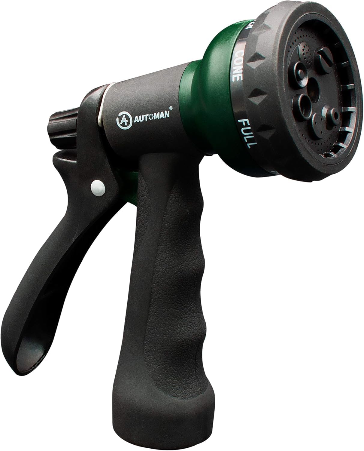 AUTOMAN-Garden-Hose-Nozzle, ABS Water Spray Nozzle with 7 Adjustable Watering Patterns, Slip Resistant for Watering Plants, Lawn & Garden, Car Washing, Cleaning, Showering Pets & Outdoor Fun