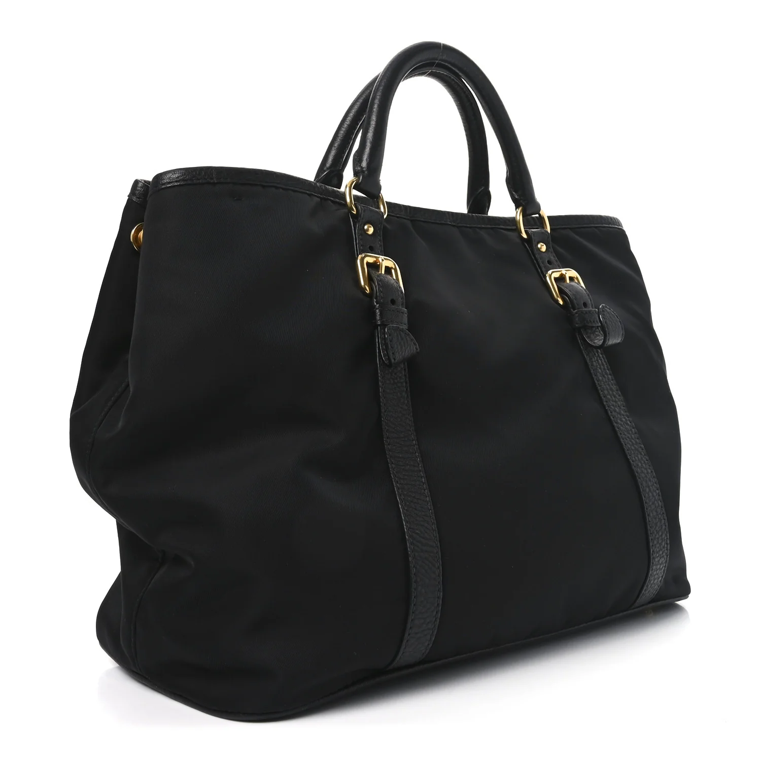 Tessuto Nylon Soft Calf Small Tote Black