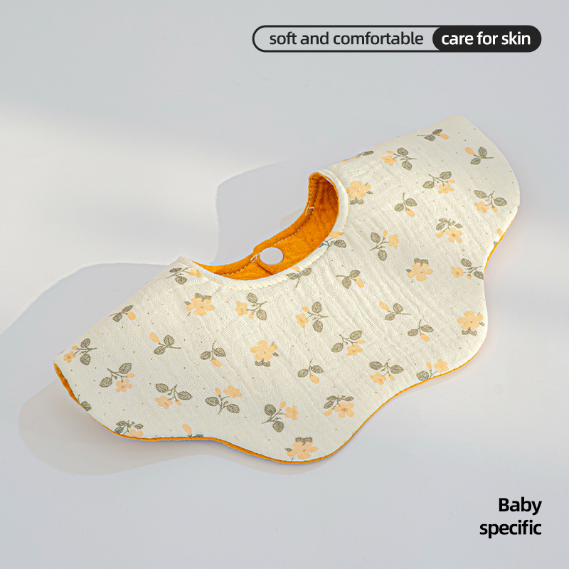 Premium 2 Layer Muslin Baby Bib 360 Degree Rotation 8 Petal Shape Soft Cotton Gauze Infant Drool Bib for Daily Feeding Wear