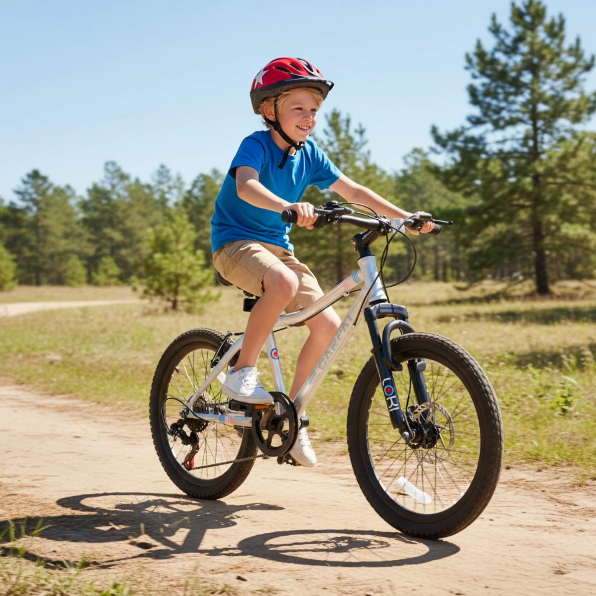 iYofe 20 Mountain Bike for Boys Girls, Bicycle for Kids with SHIMANO 7 Speed, Shock Absorbing Front Fork, Lightweight Bikes with V-Brakes for Outdoor Adventure, Blue