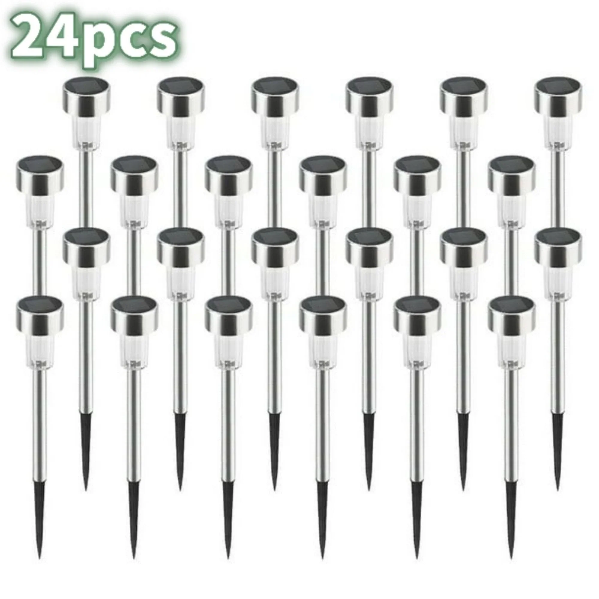TOANEL 24PCS Solar Lights Outdoor Solar Garden Lights Pathway Lights Waterproof LED Lawn Lamp Solar Seal Stainless Steel Sidwalk Lights for Outside walkway Patio Yard Garden Decor (White Light)