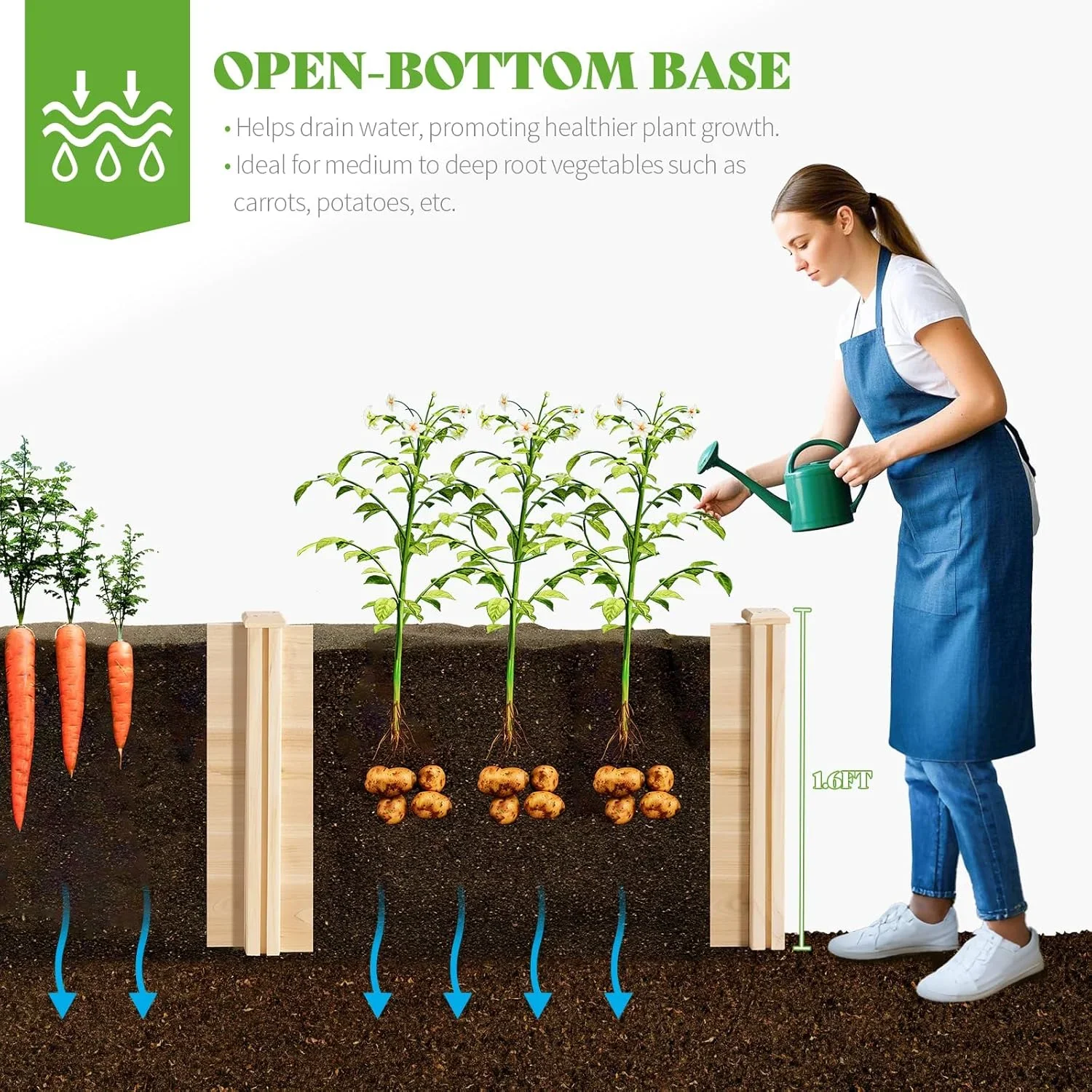 Jocisland Wooden Raised Garden Bed for Outdoor, Deep Large Planter Box for Gardening, Vegetables, Flowers, Herbs��8��6��2FT��