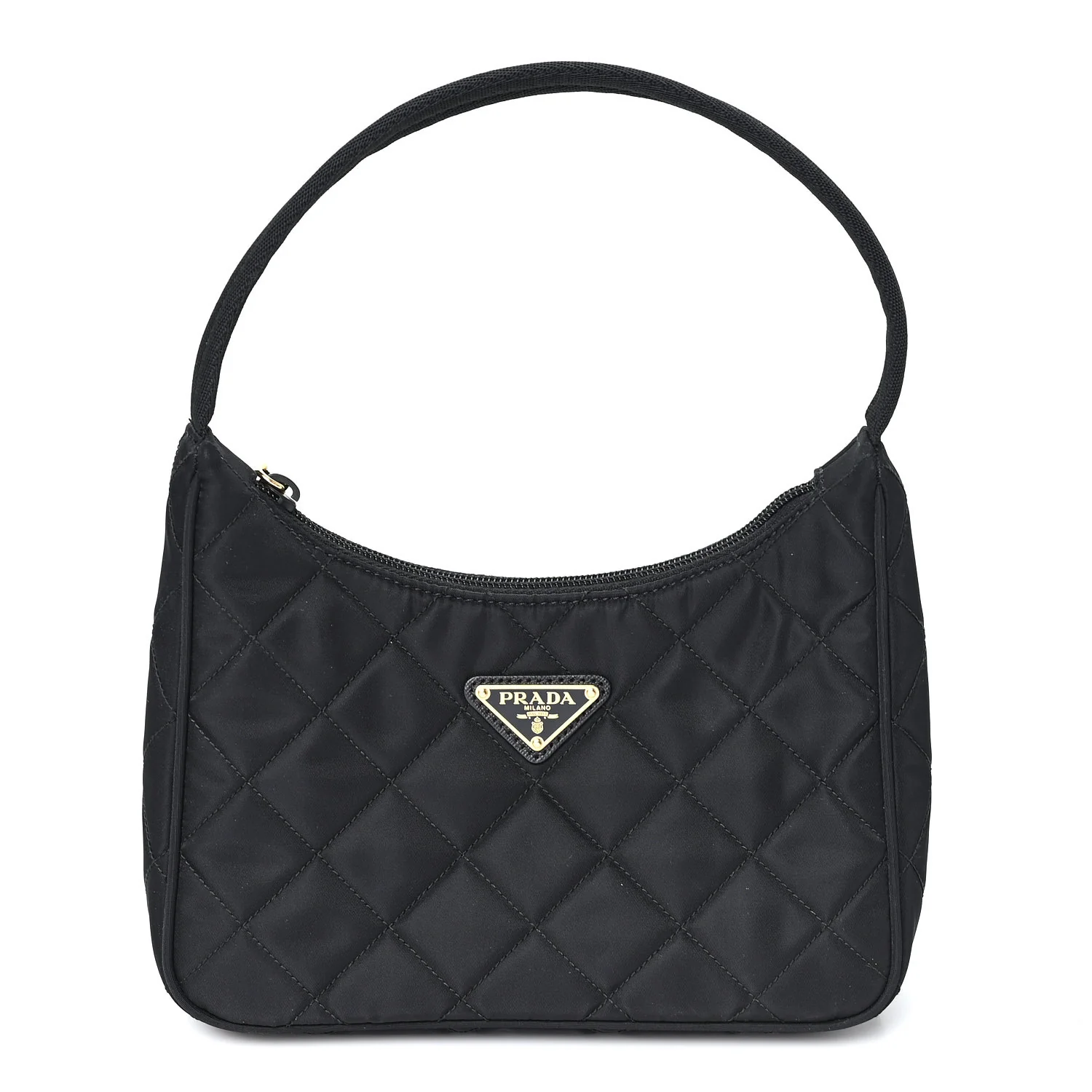 Tessuto Nylon Stitched Shoulder Bag Black