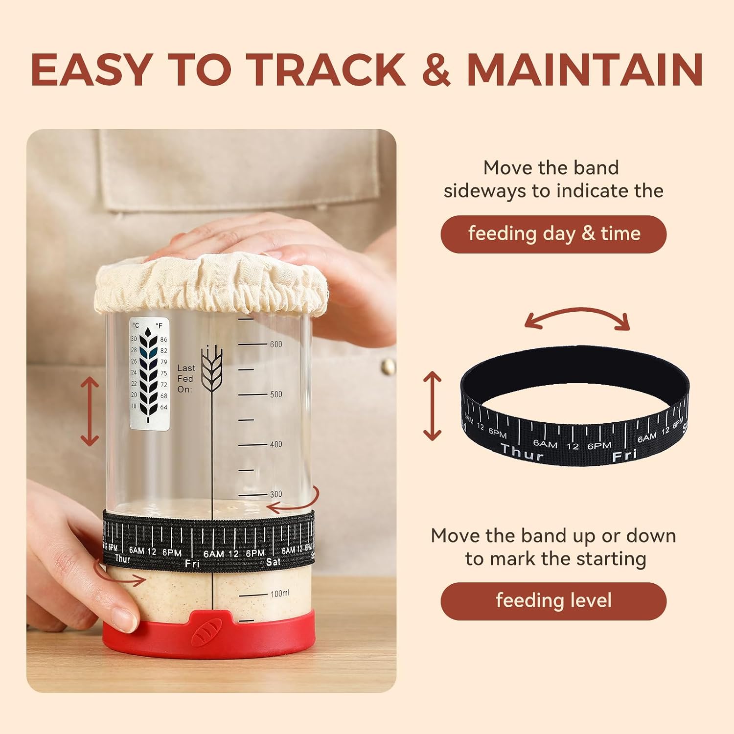Sourdough Starter Jar Kit, 24 oz Wide Mouth Sour Dough Jars Glass