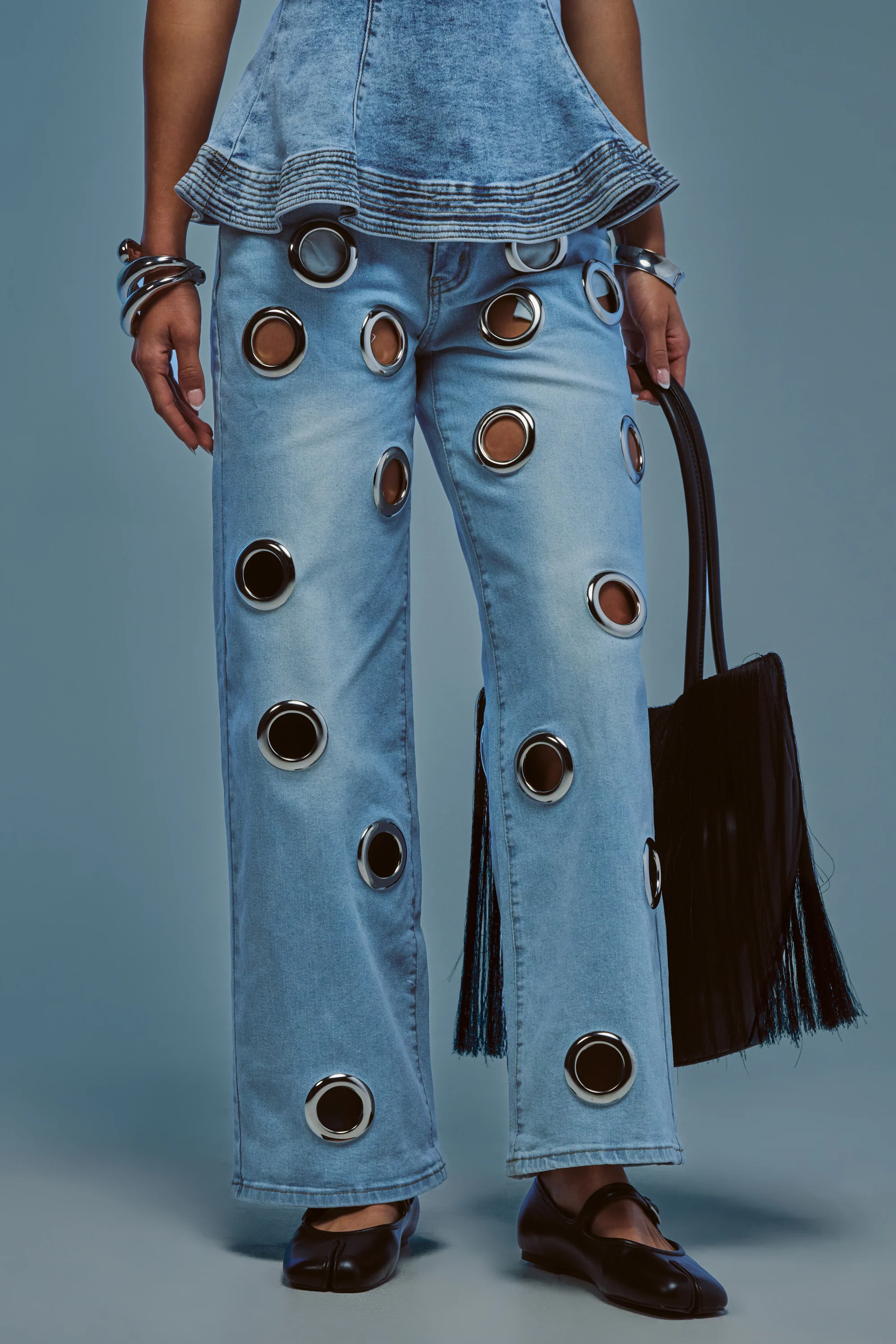 COOL GIRL ALERT DENIM WITH GROMMETS - Akira Store