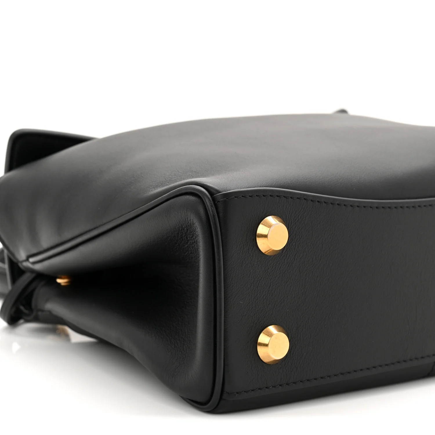 Natural Smooth Calfskin Mini Rodeo Top Handle Handbag Black