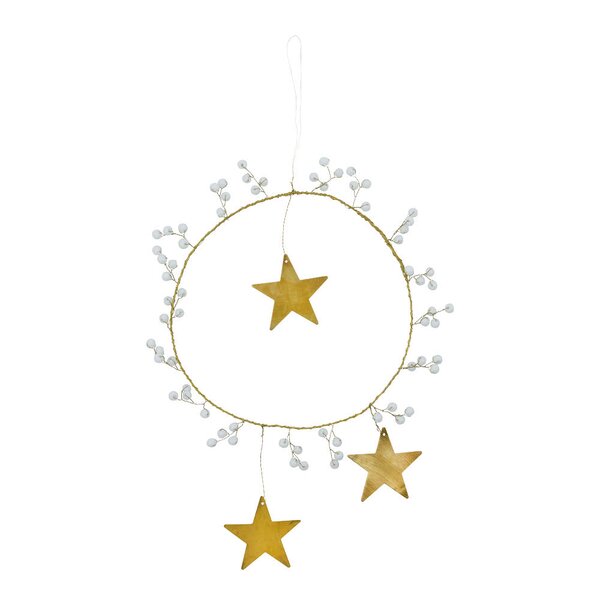Star Ring julepynt 15 cm hvit messing