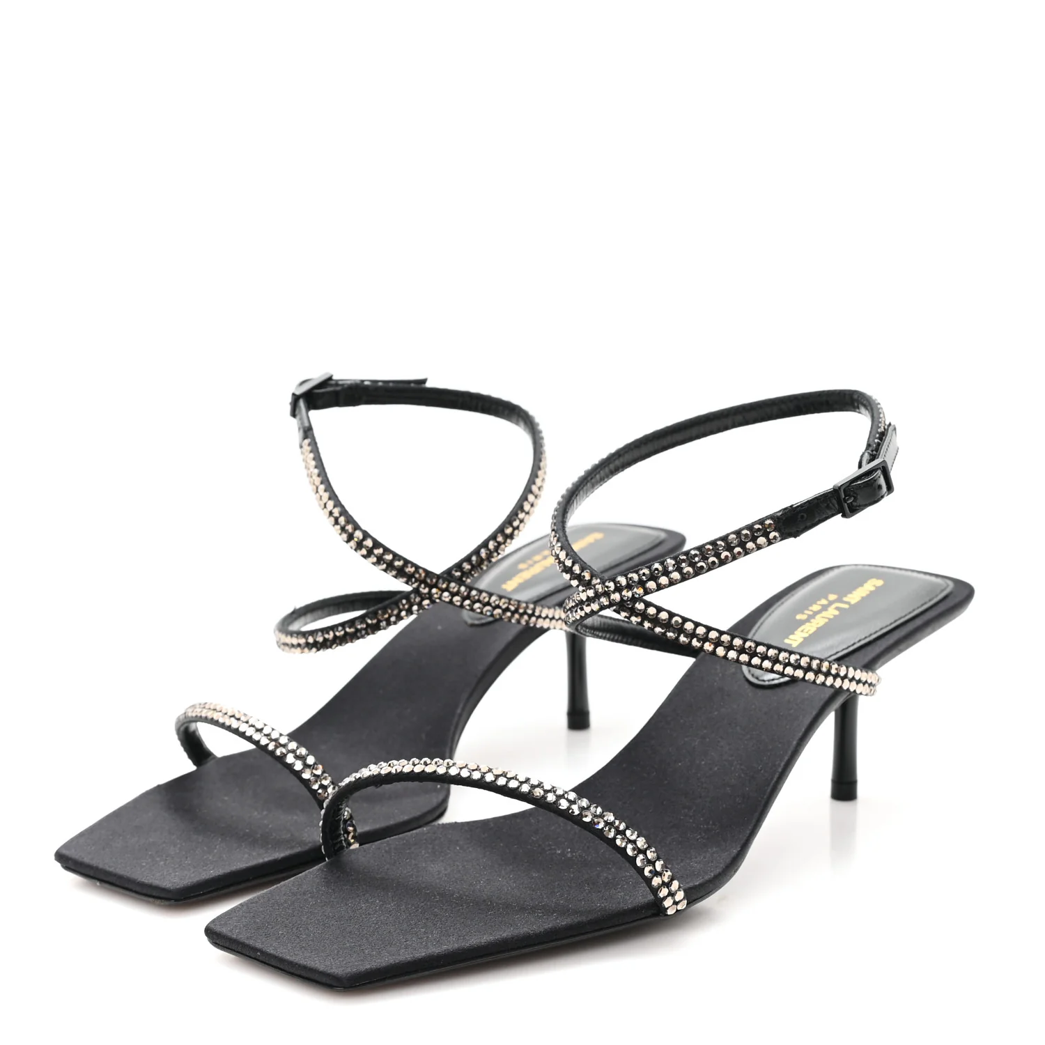 Crepe Satin Baliqua 55 Vett Ankle Strap Sandals 36.5 Black