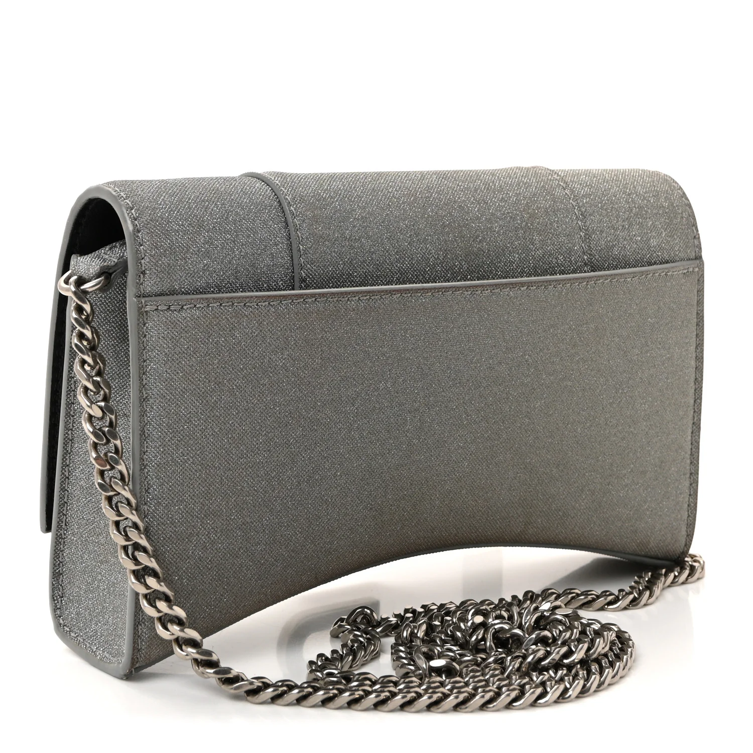 Glitter Fabric Hourglass Chain Bag Grey