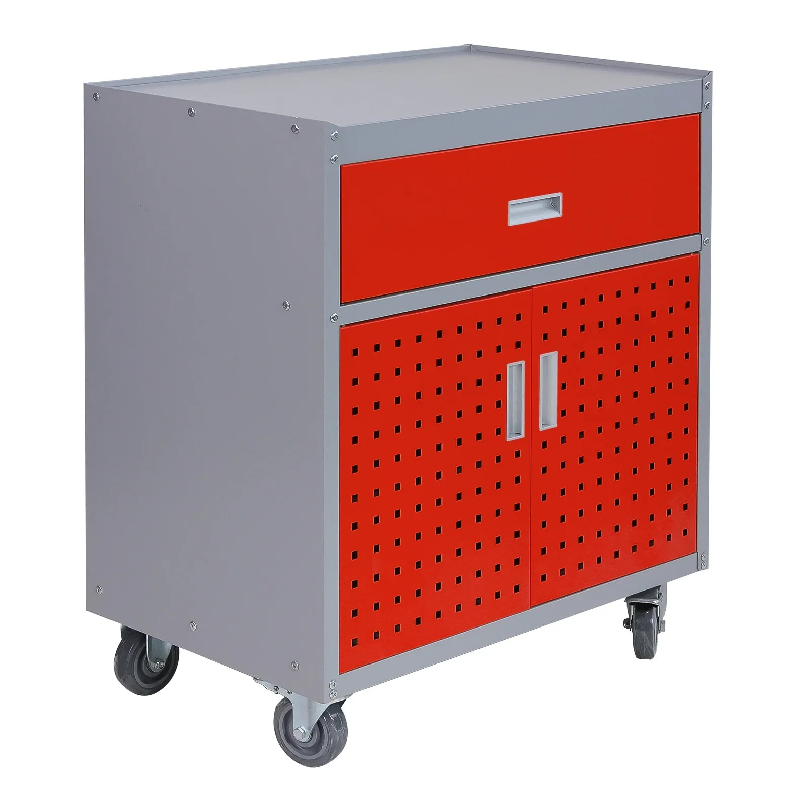 Walsport Tool Box with Drawer,30Multi-Purpose Tool Chest Organizer with Wheels for Garage,Warehouse(Red)