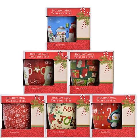 Gift-Boxed Christmas Holiday Mug 12 oz Design Assorted Among Those Pic
