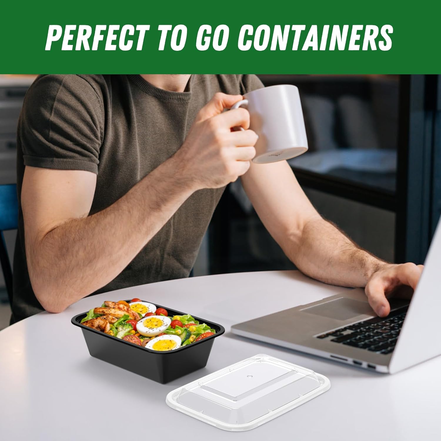 Dealusy 50 Pack (100-Piece) 24 oz Reusable Meal Prep Containers with Lids