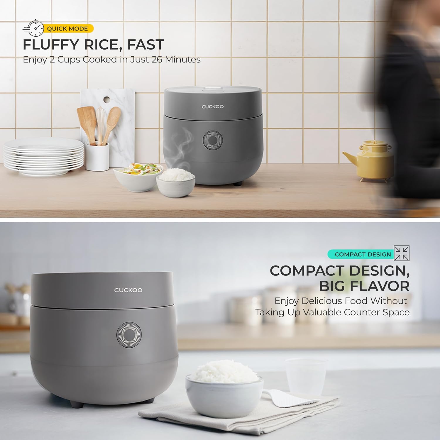 CUCKOO Micom Fuzzy Logic Rice Cooker, 6-Cup Cooked, Gray, CR-0375FG