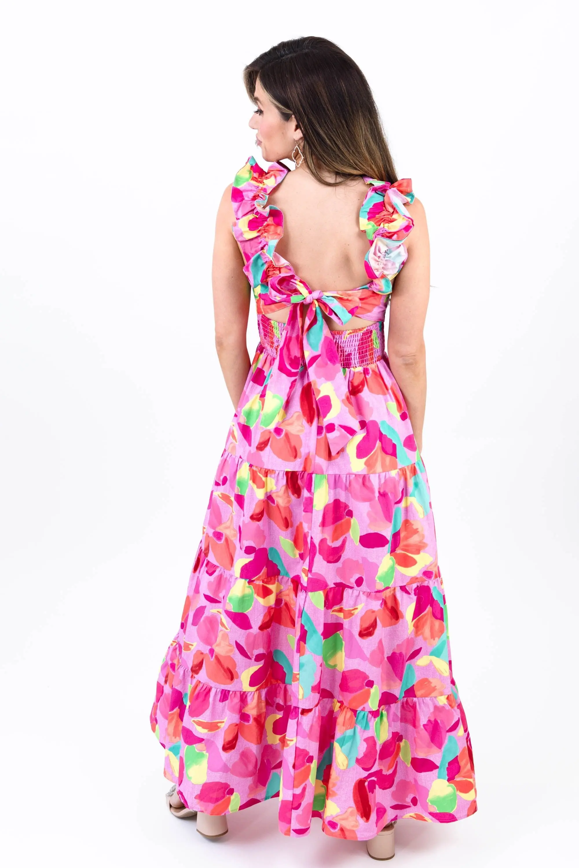 Blooming Affair Floral Print Back-Tie Maxi Dress
