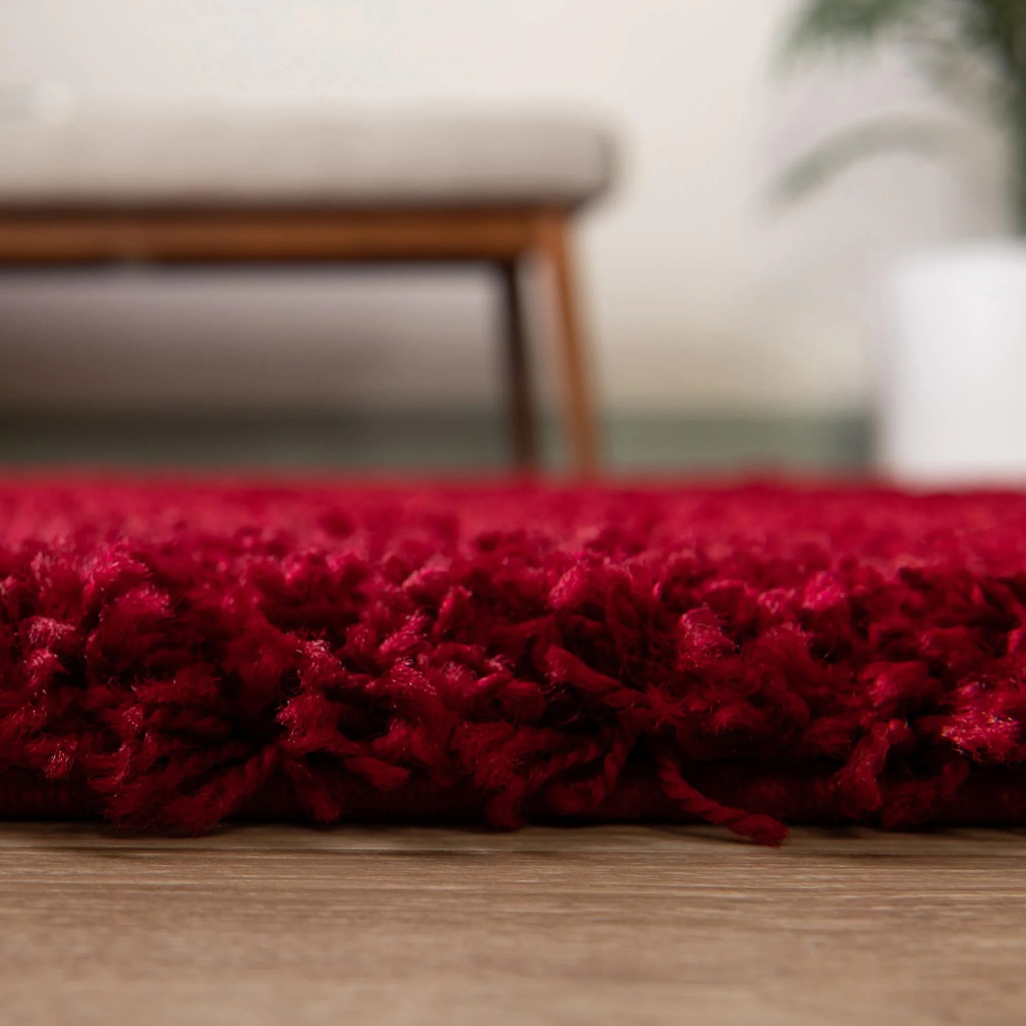 Solid Shag Collection Rug �C 13 Ft Runner Cherry Red Shag Rug Perfect For Hallways, Entryways - Image 4