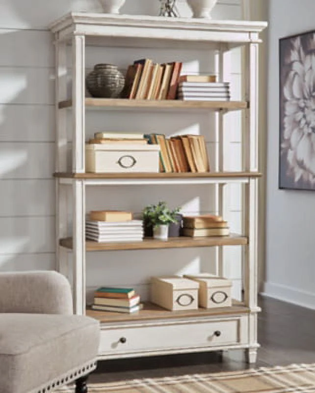 Signature Design by Ashley Realyn French Country 75" Bookcase with Drawer, Chipped White