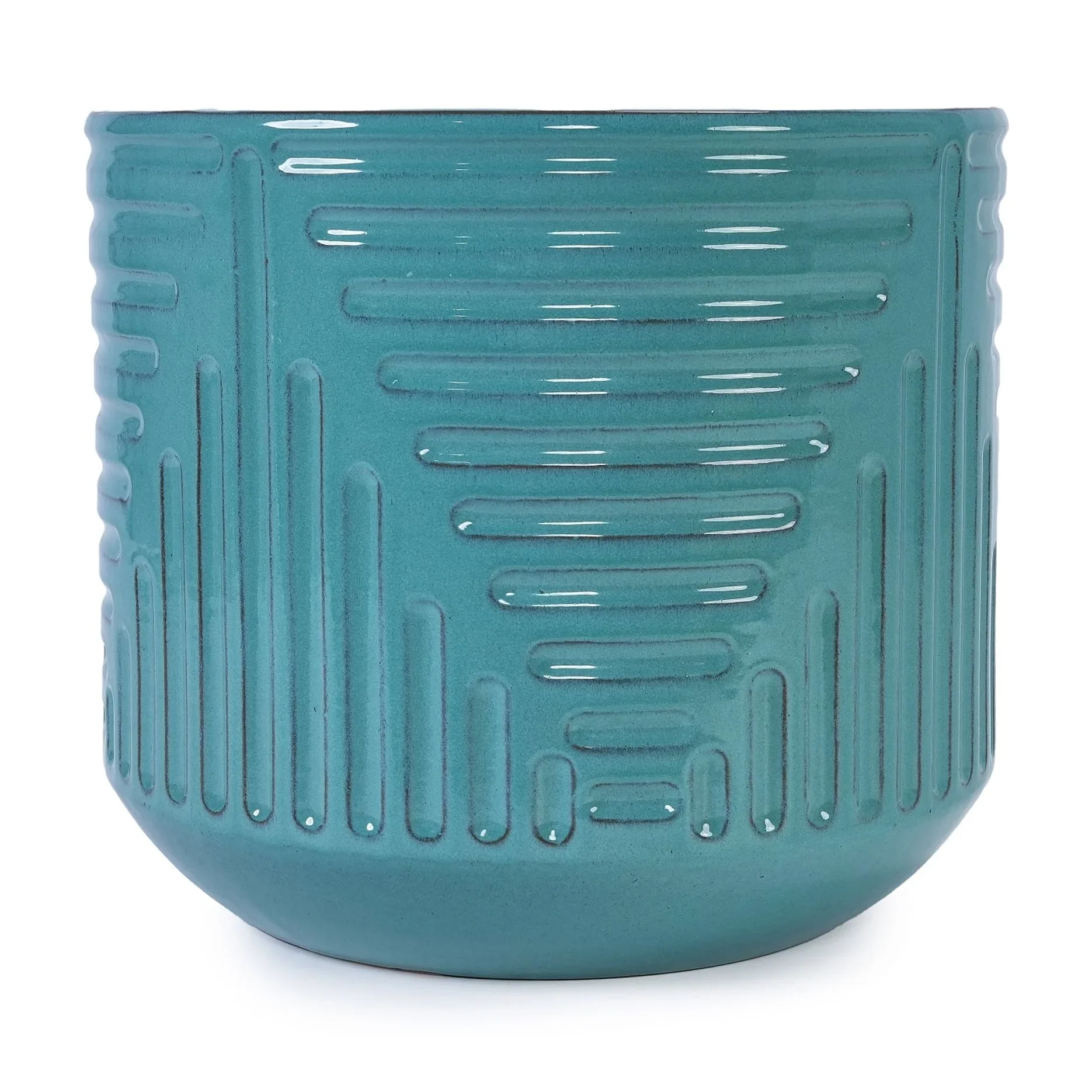 Modern Ceramic Flowerpot with Drainage Hole - Frost/Heat Resistant All-Weather Planter for Patio, Garden & Windowsill - White Glossy Finish, Ready-to-Use