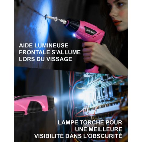 Dewinner – Perceuse-visseuse sans fil 3N.m 1300mAh – Moteur puissant 600W – Charge rapide USB-C – 45 accessoires pour assemblage meubles — vue 3