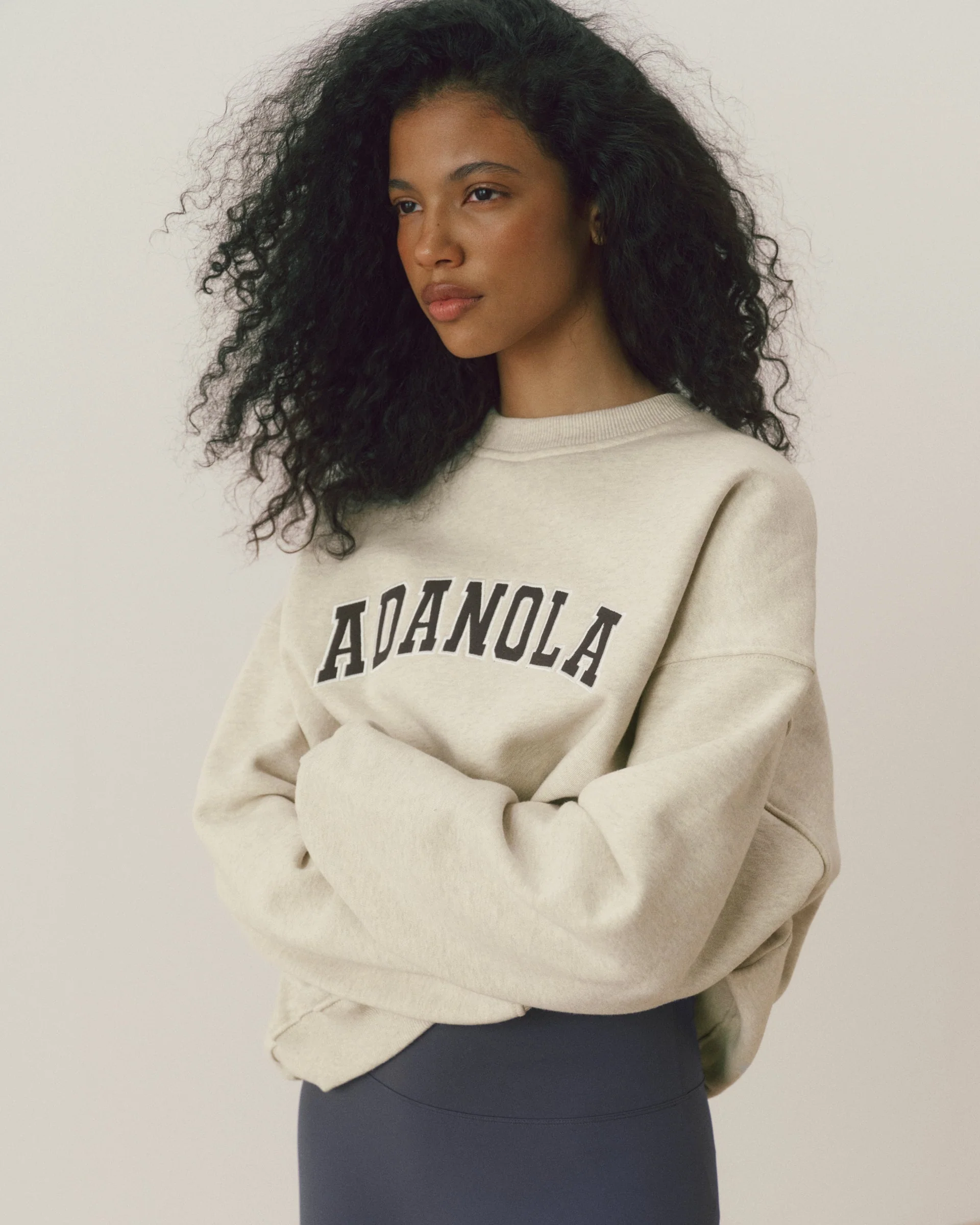 Varsity Oversized Sweatshirt - Oat Melange/Coffee Bean