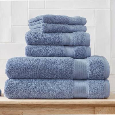 StyleWell 6-Piece Hygrocotton Bath Towel Set in Washed Denim