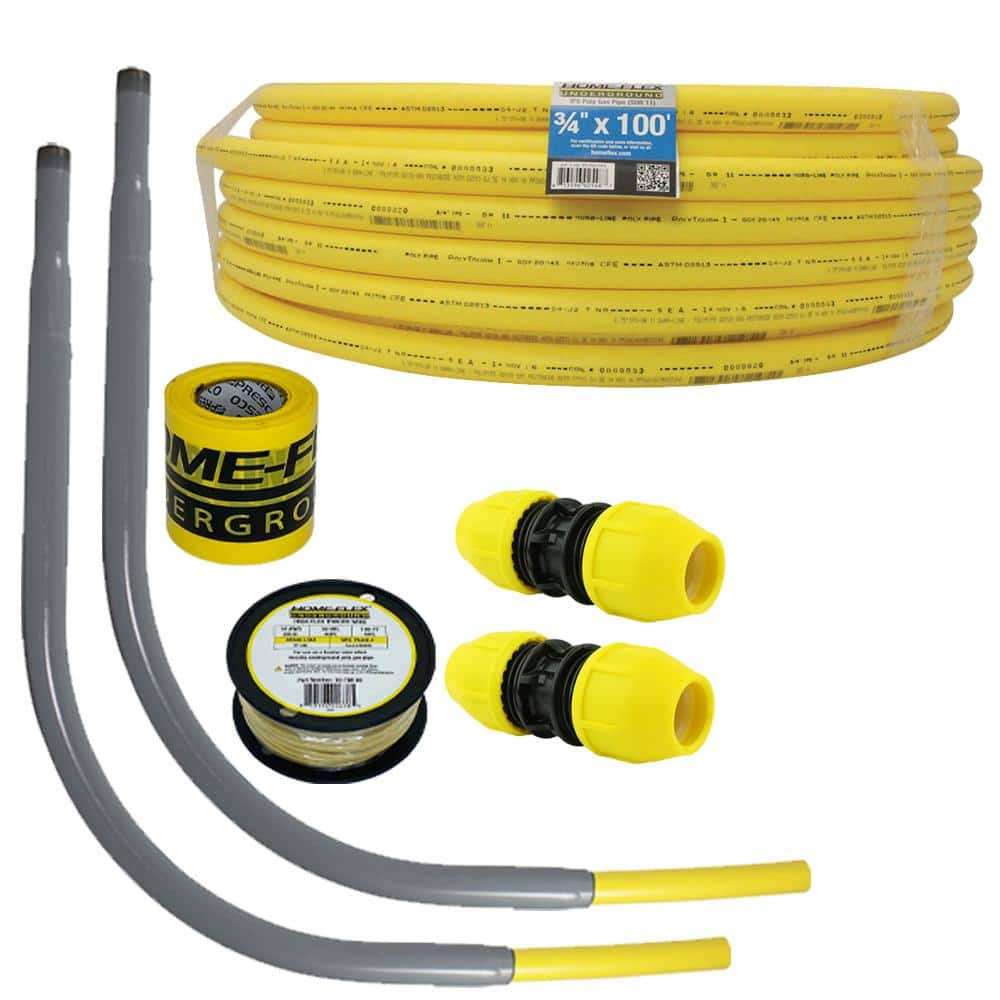 Home-Flex Polyethylene GAS Pipe Kit 3/4 in. x 100 ft. IPS 2 Couplers 2 Risers-Instock