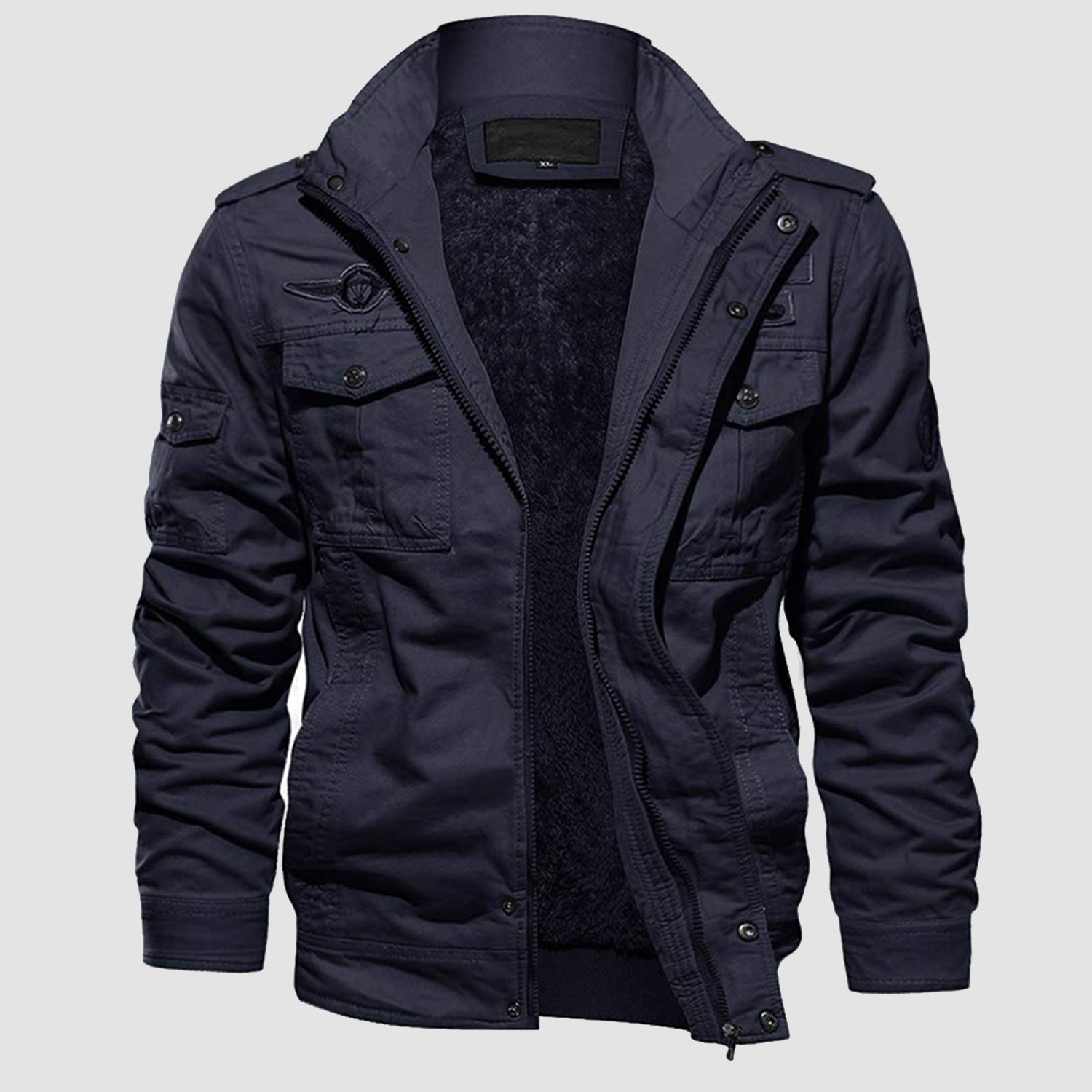 Veste bomber militaire d'hiver pour homme, manteau de pilote militaire en polaire chaude, col montant, veste tactique