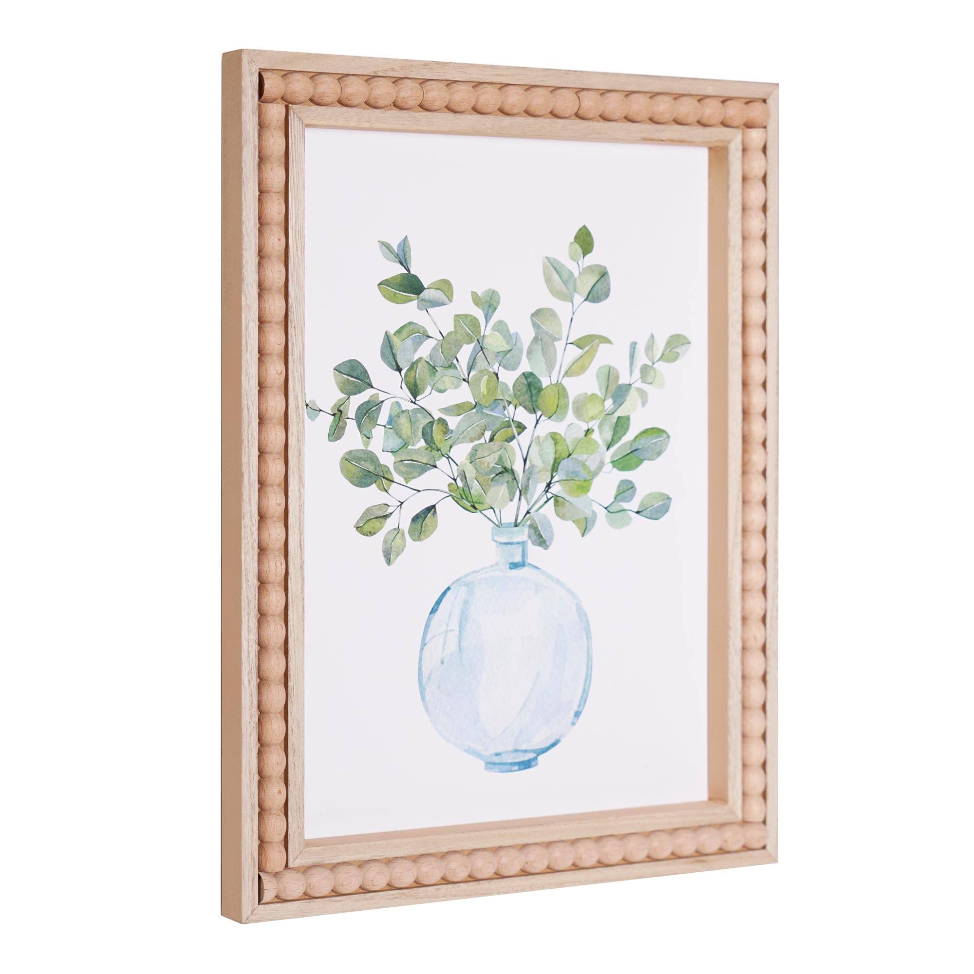 Crystal Art Gallery Farmhouse Beaded Wood Frame Botanical on White Background Wall Art 13 inch x 16 inch, Size: 13 x 16, Multicolor
