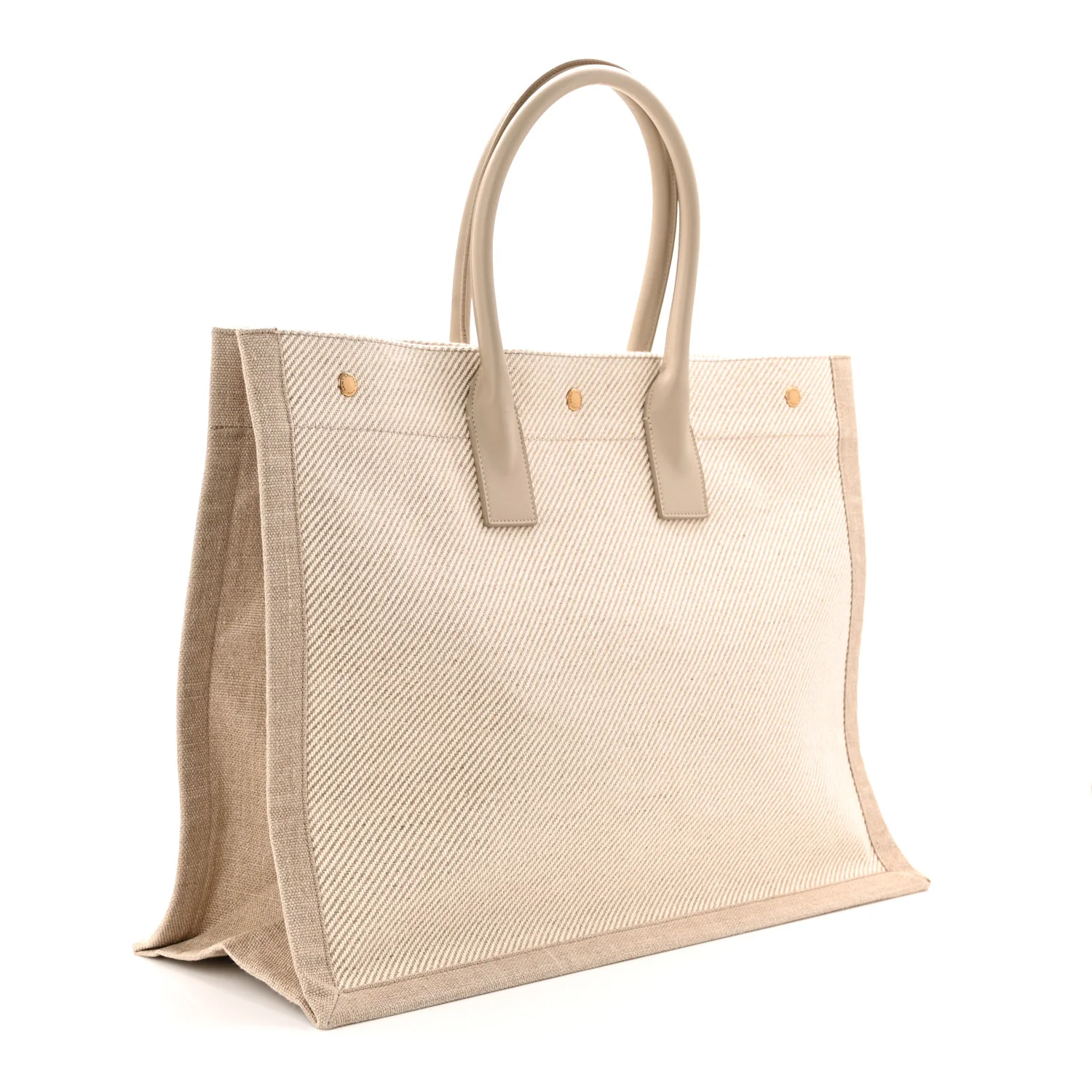 Linen Calfskin Rive Gauche Tote Beige Sea Salt