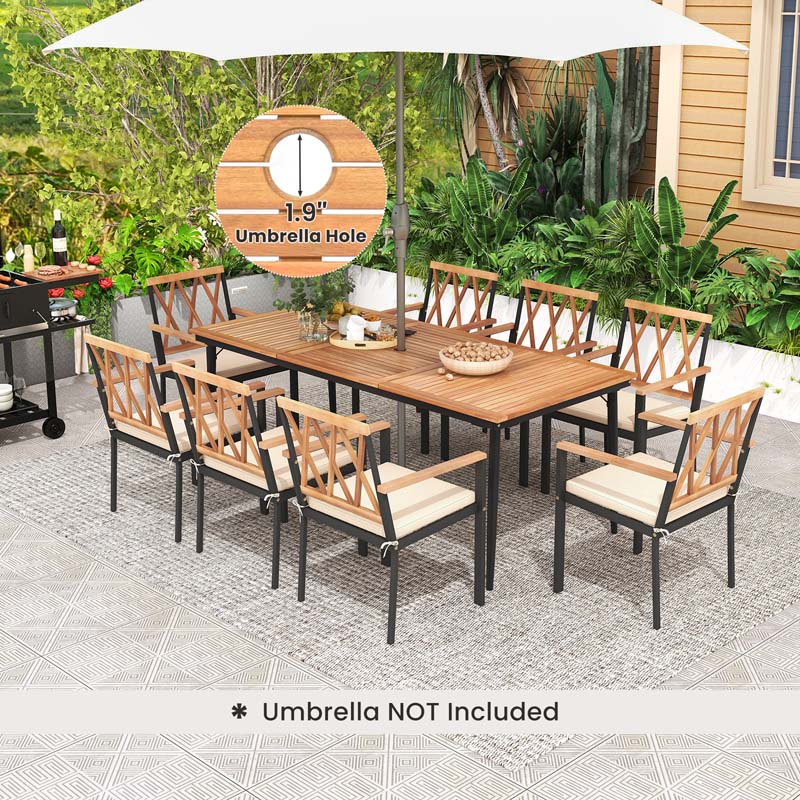 9-Piece Acacia Wood Patio Dining Furniture Set, 79