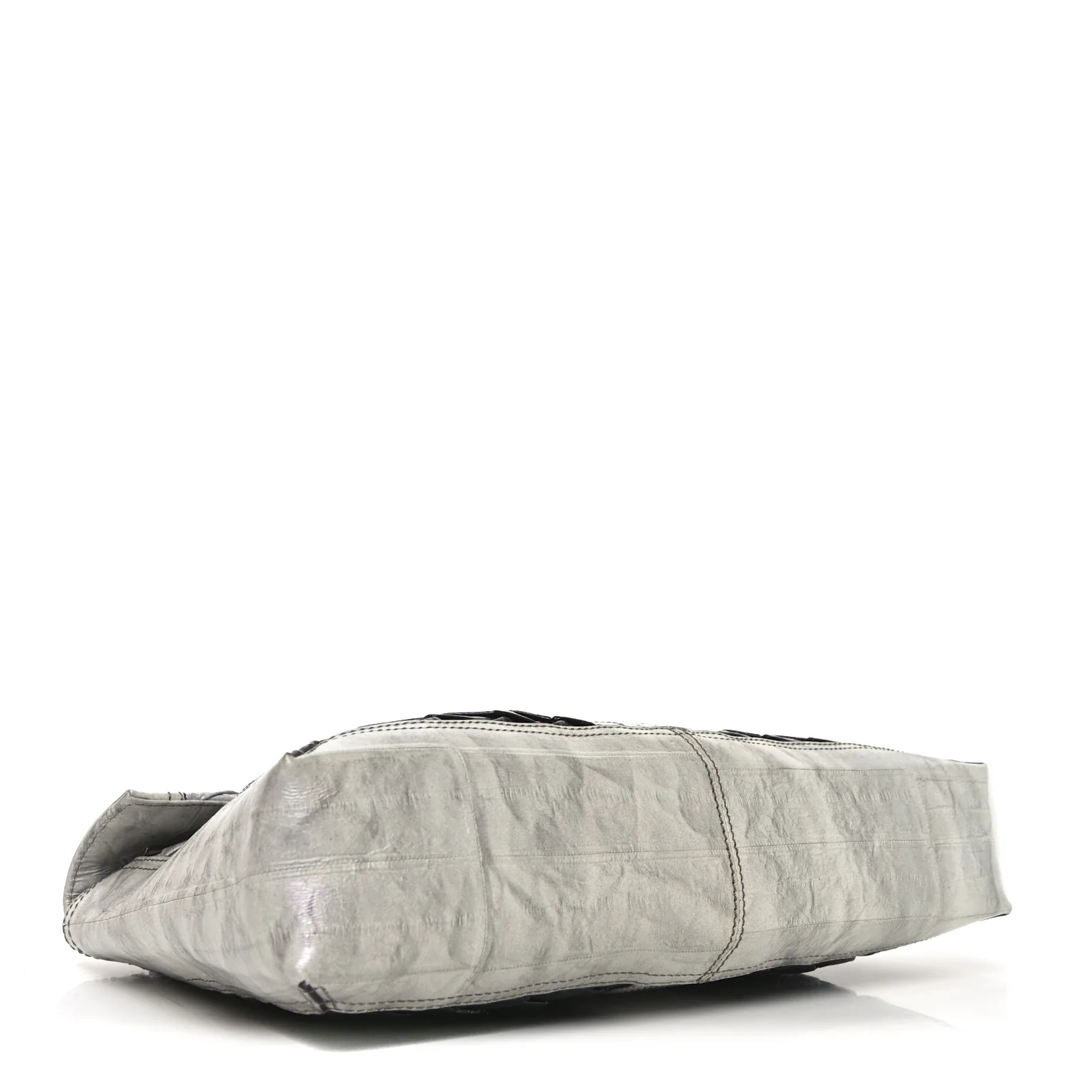 Iridescent Eelskin Maxi Chain Baguette Bag Grey Multicolor