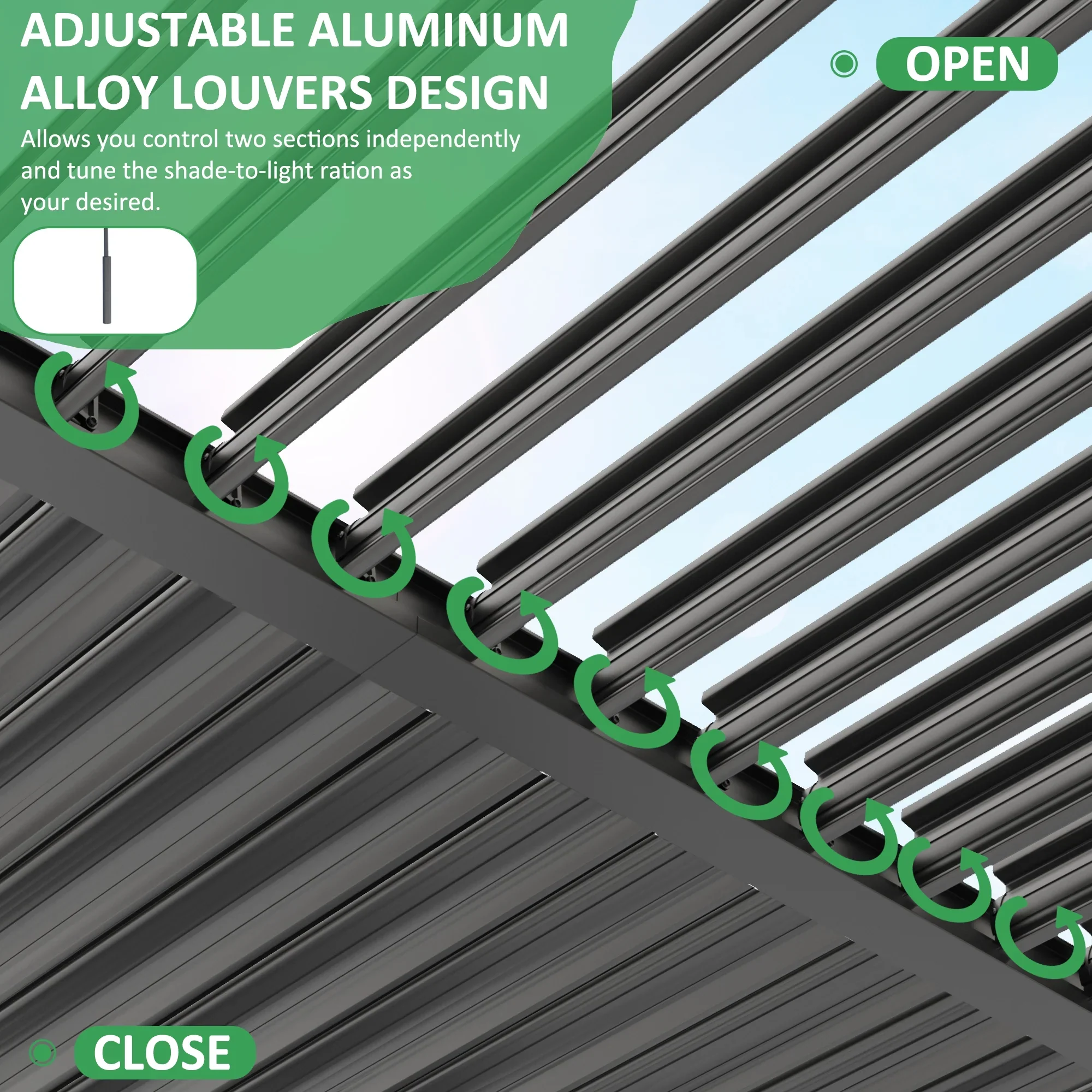 MUCHANT Outdoor 10x20 FT Louvered Pergola, Aluminum Pergola with Adjustable Louvered Roof for Patio, Deck, Garden, Gray