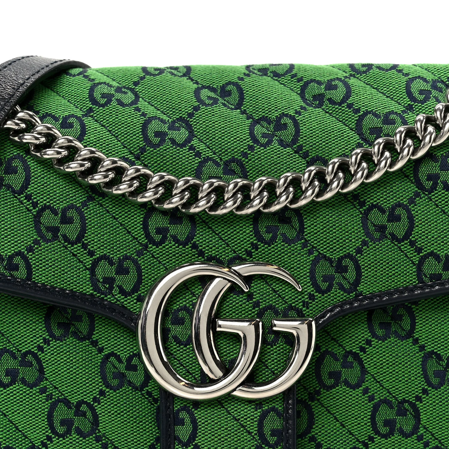 Monogram Multicolor Matelasse Diagonal Small GG Marmont Shoulder Bag Green Blue
